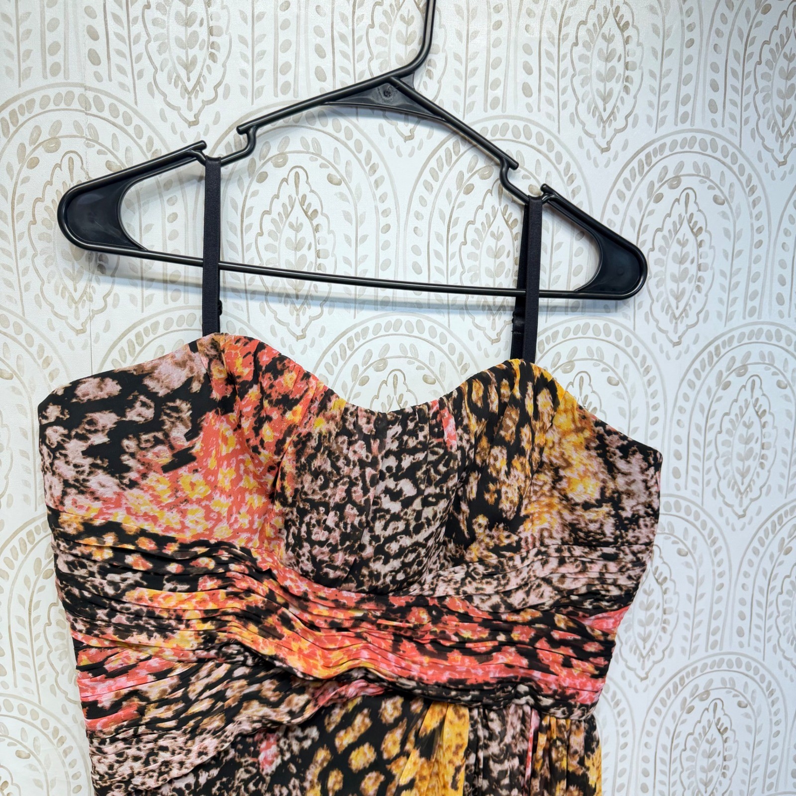 Maxandcleo Mini Dress Womens 14 Multi Snake Print Strapless Ruched Side Drape