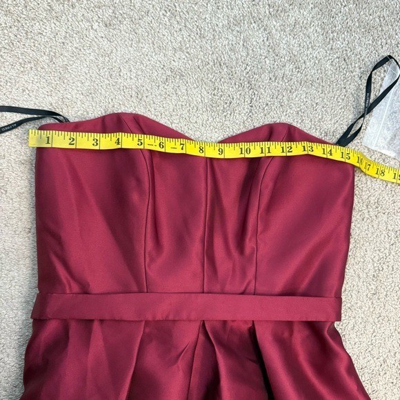 Alfred Sung D699S Strapless Hi-Low Gown Burgundy 8