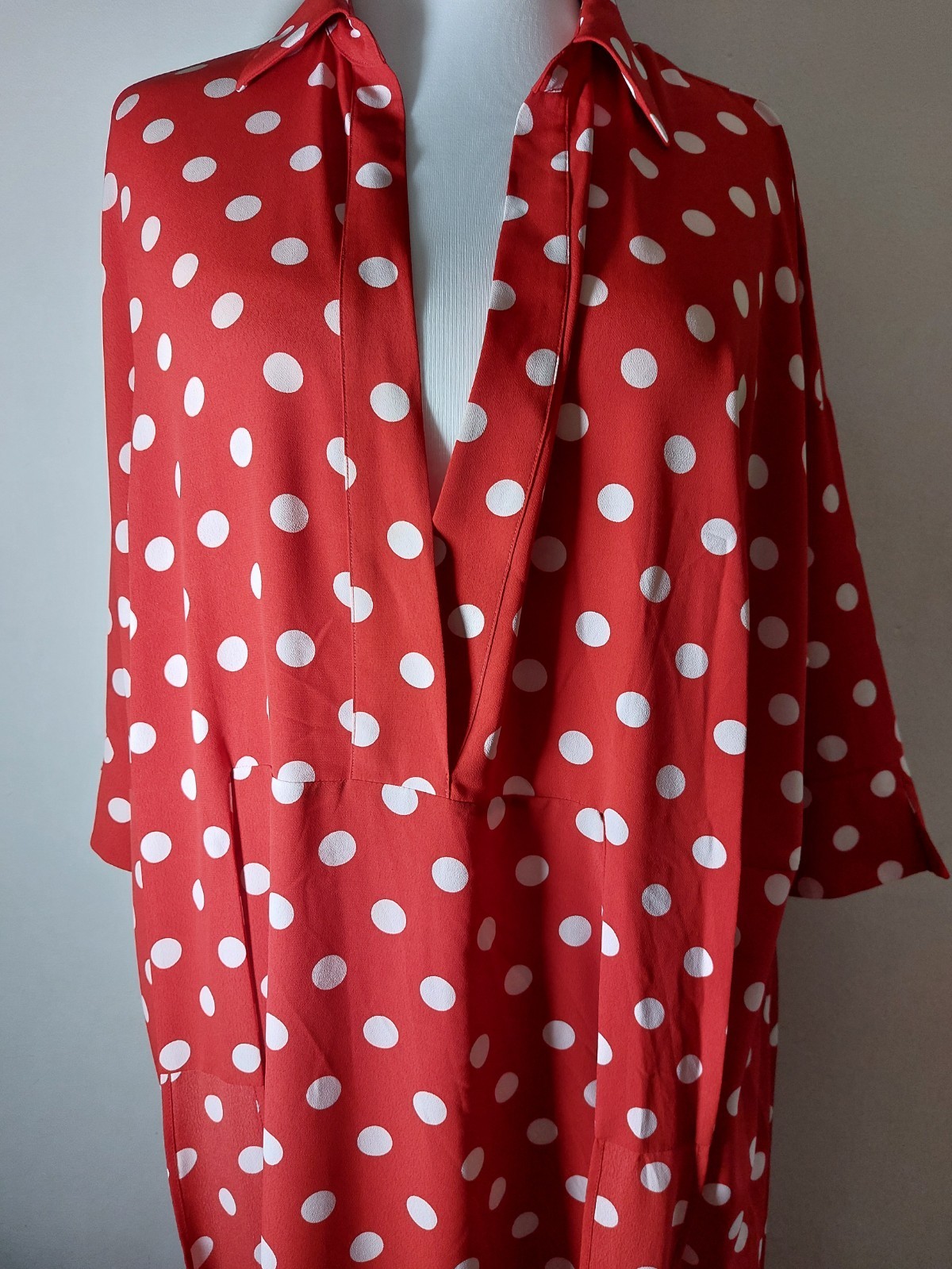 Manon Baptiste Red White Polka Dot Wrap Dress UK 20 EU48 Tie Belt Midi