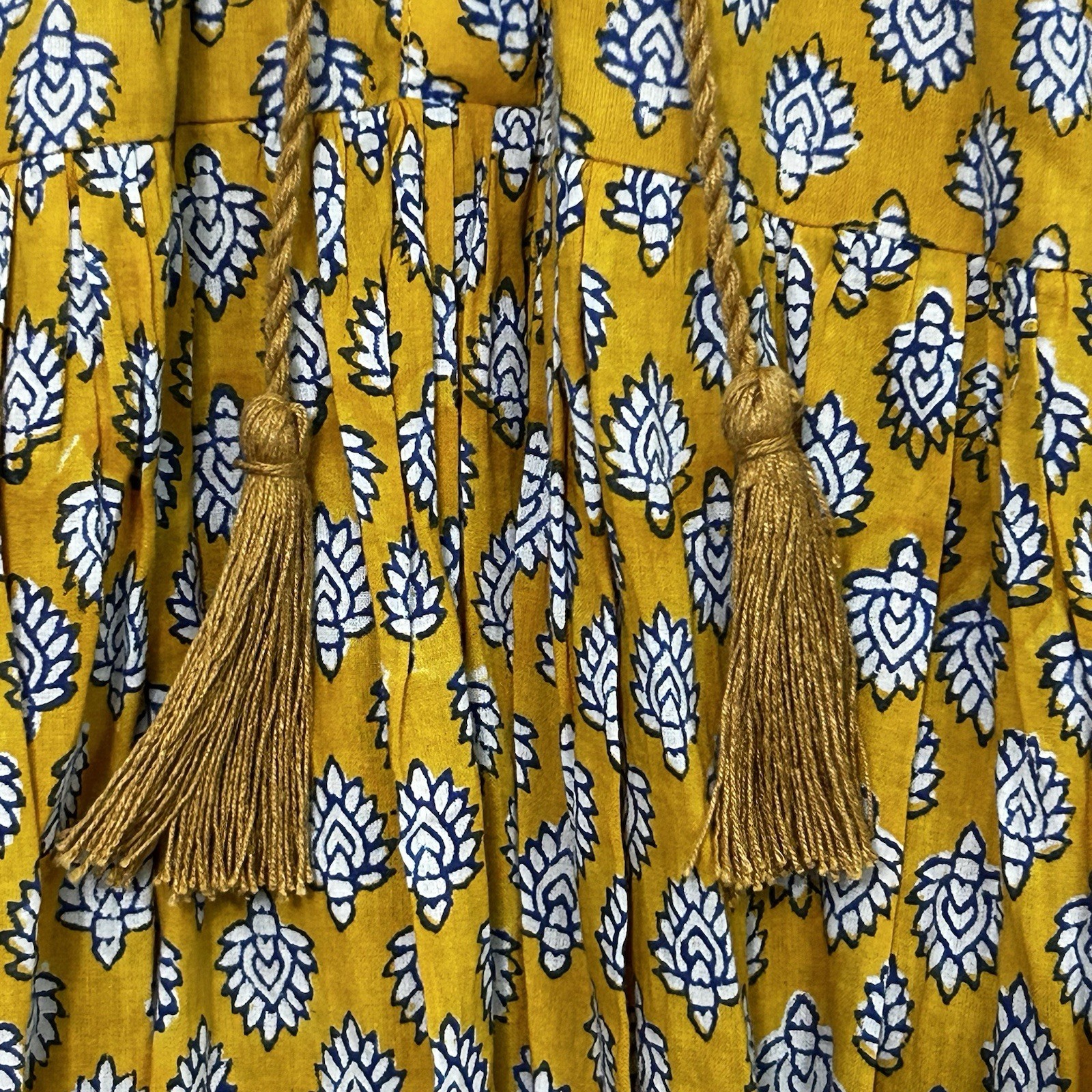 Emerson Fry Small Clemence Dress India Collection Tiered Yellow Boho Beach