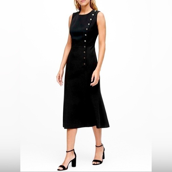 Banana Republic 10 NWT Black Sleeveless Midi Knit Dress Formal Office Classy