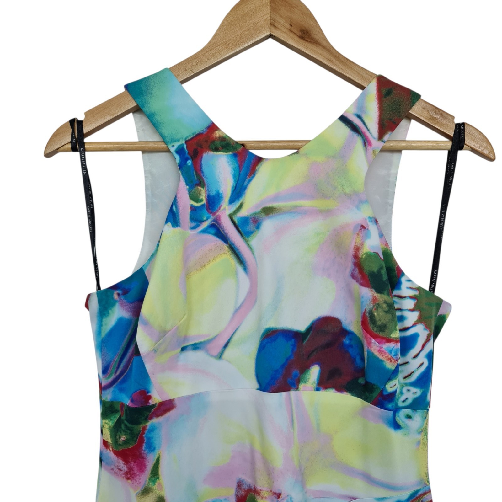 Karen Millen Women’s Multicoloured Floral Orchid Bodycon Midi Dress – Size 10/12