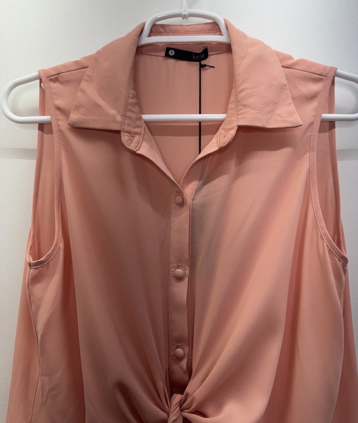 Krisa NWT Half Wrap Button Up Shirt Dress Mini Peach Sleeveless Beach Designer S