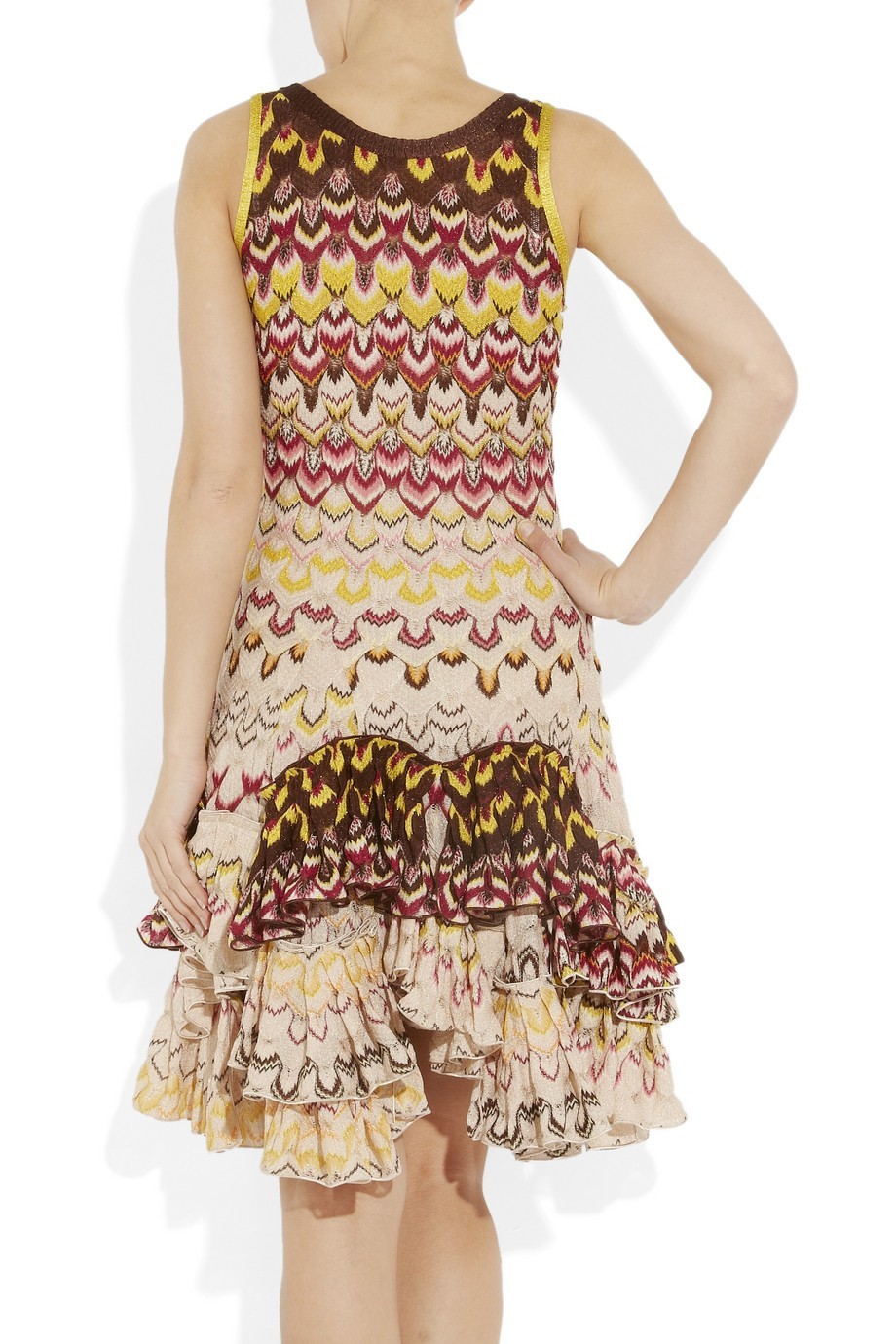 Missoni Multicolor Ruffled Crochet-knit Mini Dress Size 42 IT, 6 U.S, 10 U.K NWT