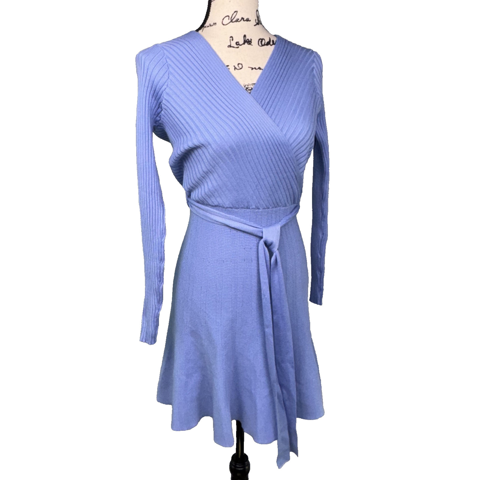 Wrap Style Dress Long Sleeved Blue Belted Stretchy Jr. 5/6 Women S Twirly Ballet
