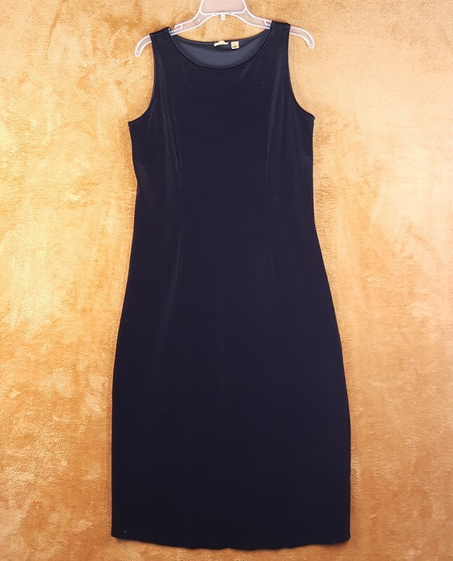 CASLON Sheath Dress Womens Large Black Velvet Pullover Midi Stretch Fitted Slit