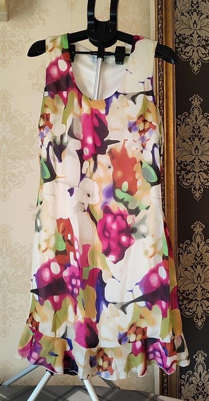 Vibrant Multicolored Abstract Floral Shift Dress Size M