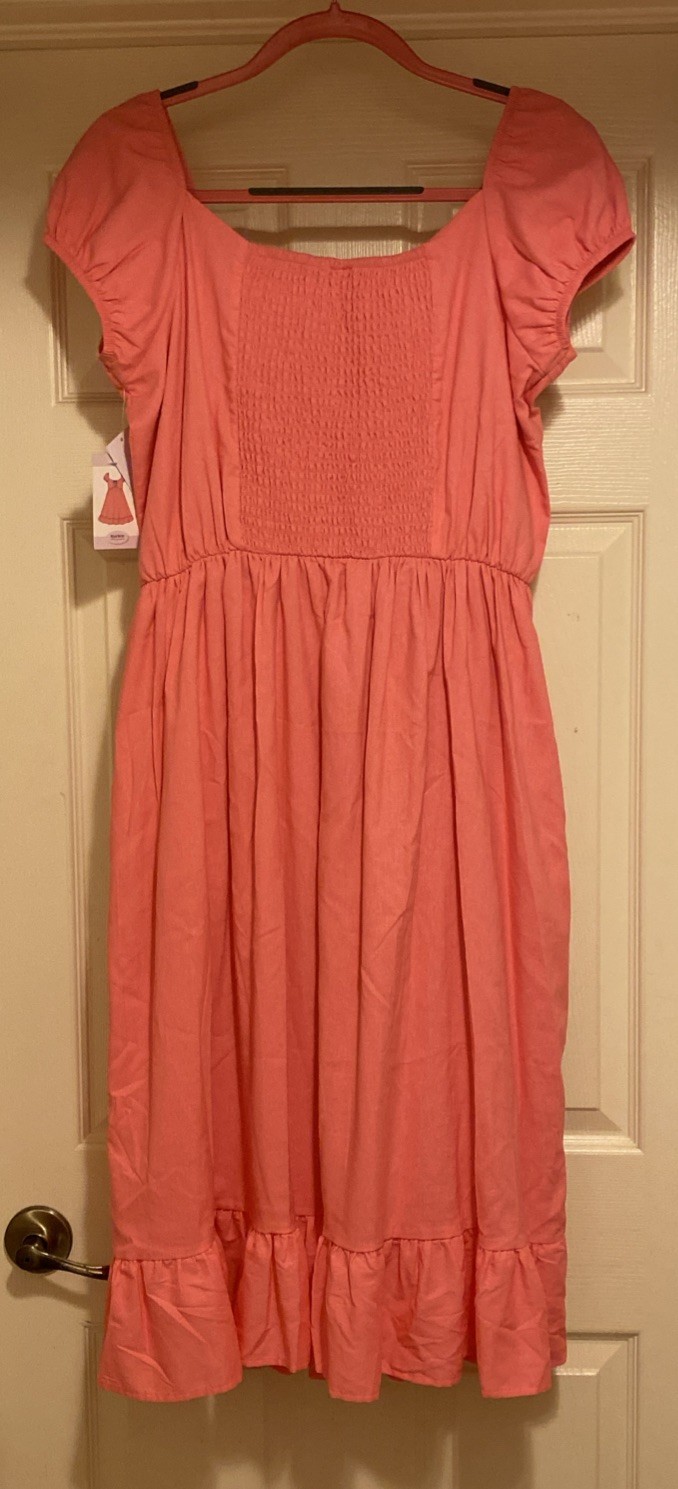 BlueBeri Boulevard Women’s Pink Summer Floral Embroidered Cottagecore Dress Sz L