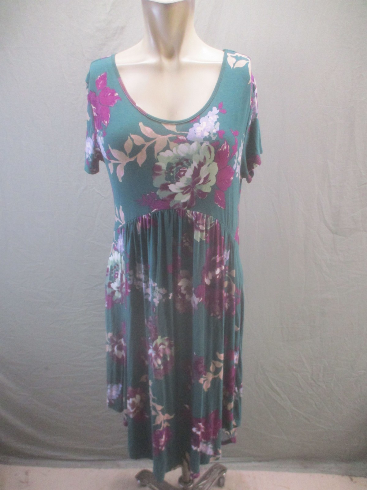Unbranded Size M Womens Multicolor Floral Short Sleeve Beauty A Line Dress 744