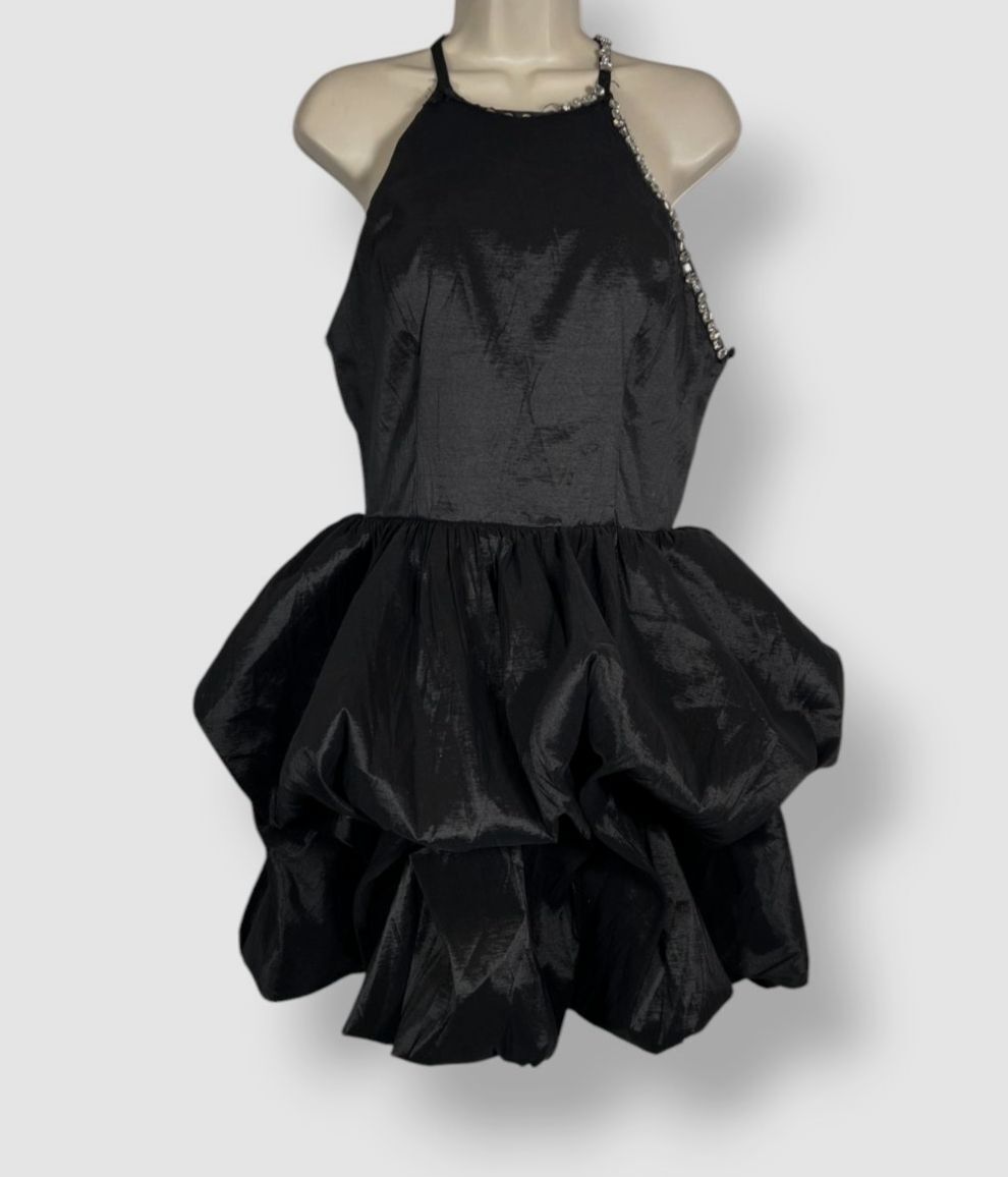 B. Darlin Juniors’ Women’s Black Rhinestone Scoop Neck Dress Size 15/16