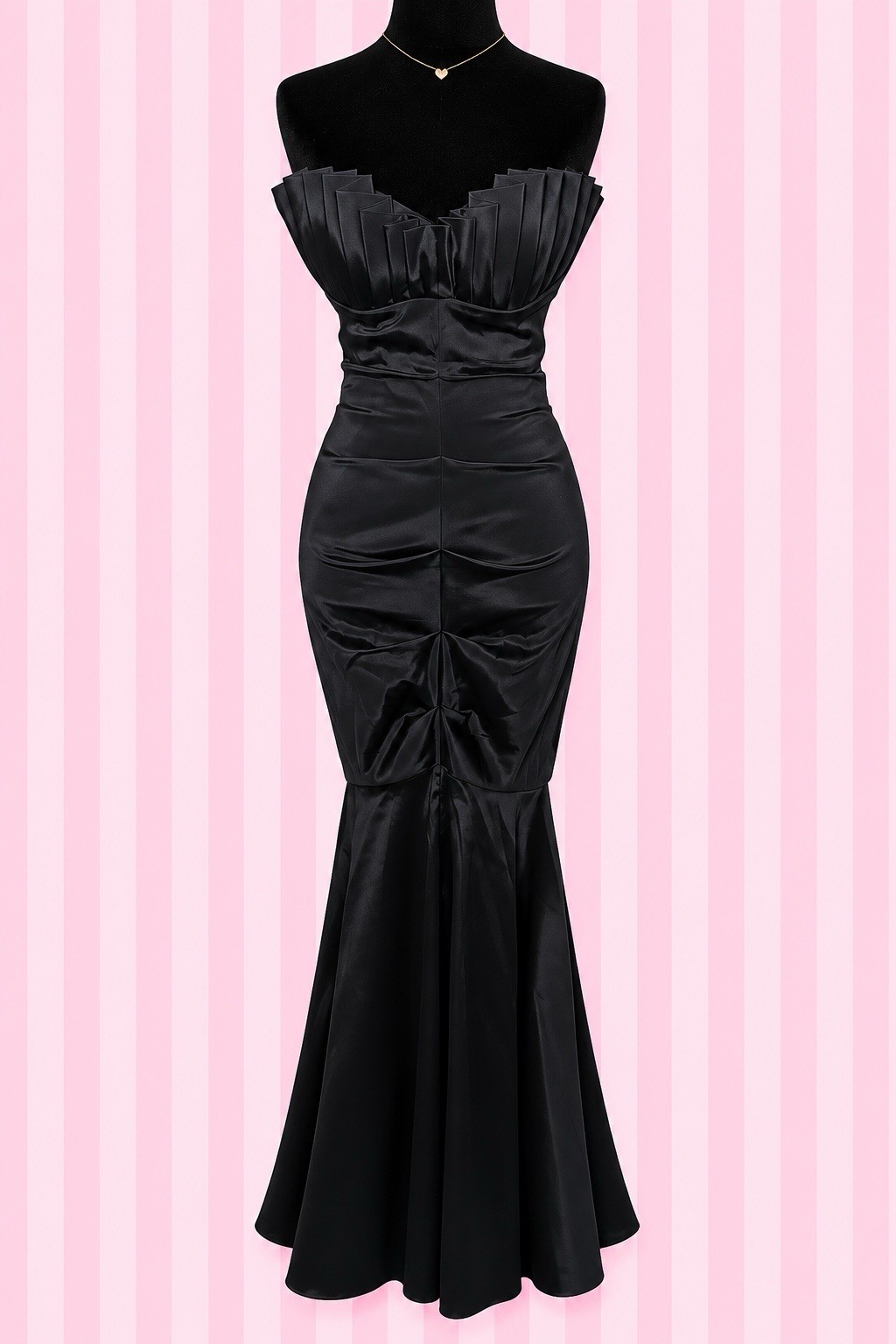 Cache Black Satin Mermaid Gown | Strapless Formal Dress | Vintage Y2K Glam