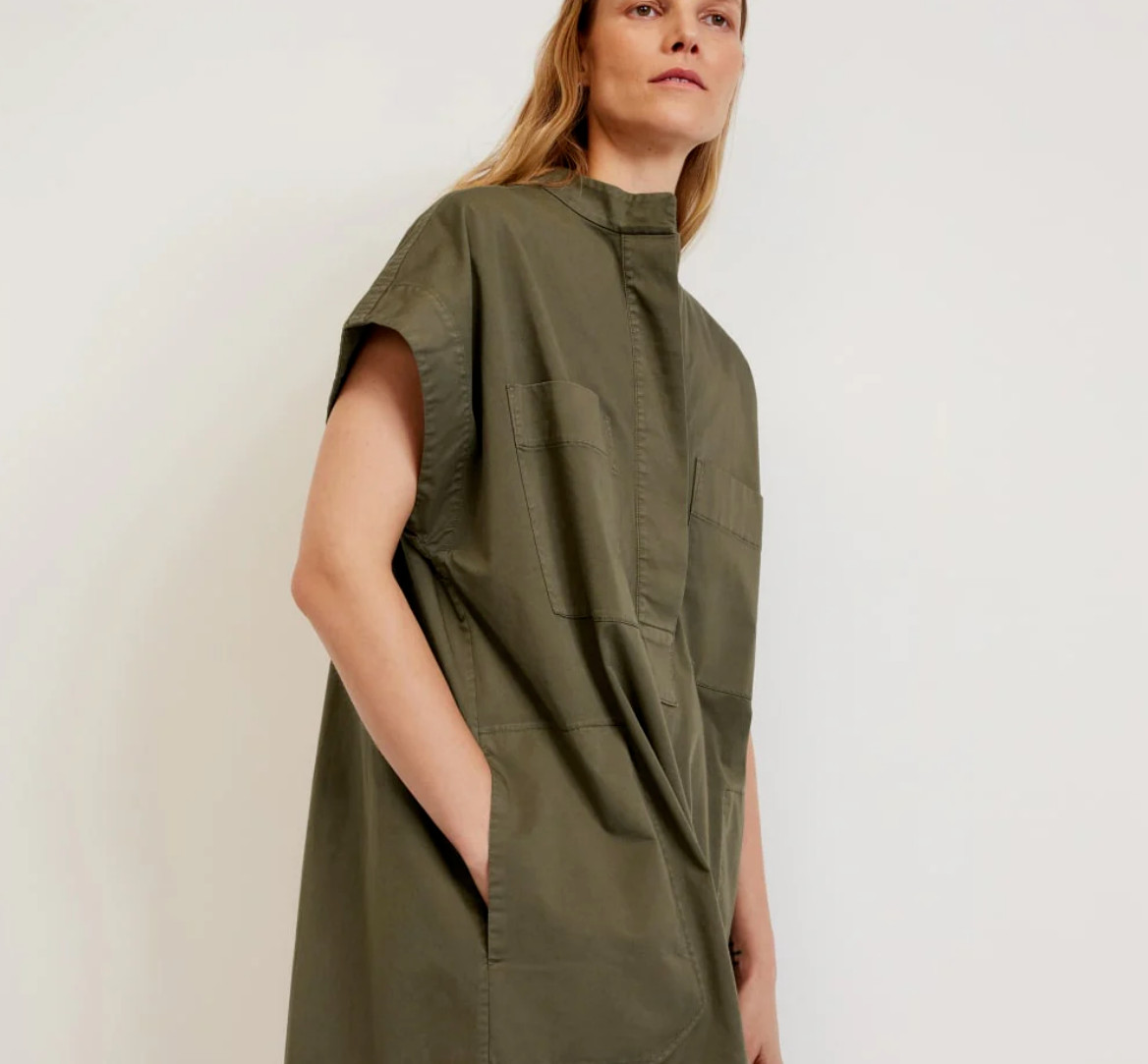 EVERLANE 2026 Easy Workwear Dress Olive Green Oversized Women’s Size Small