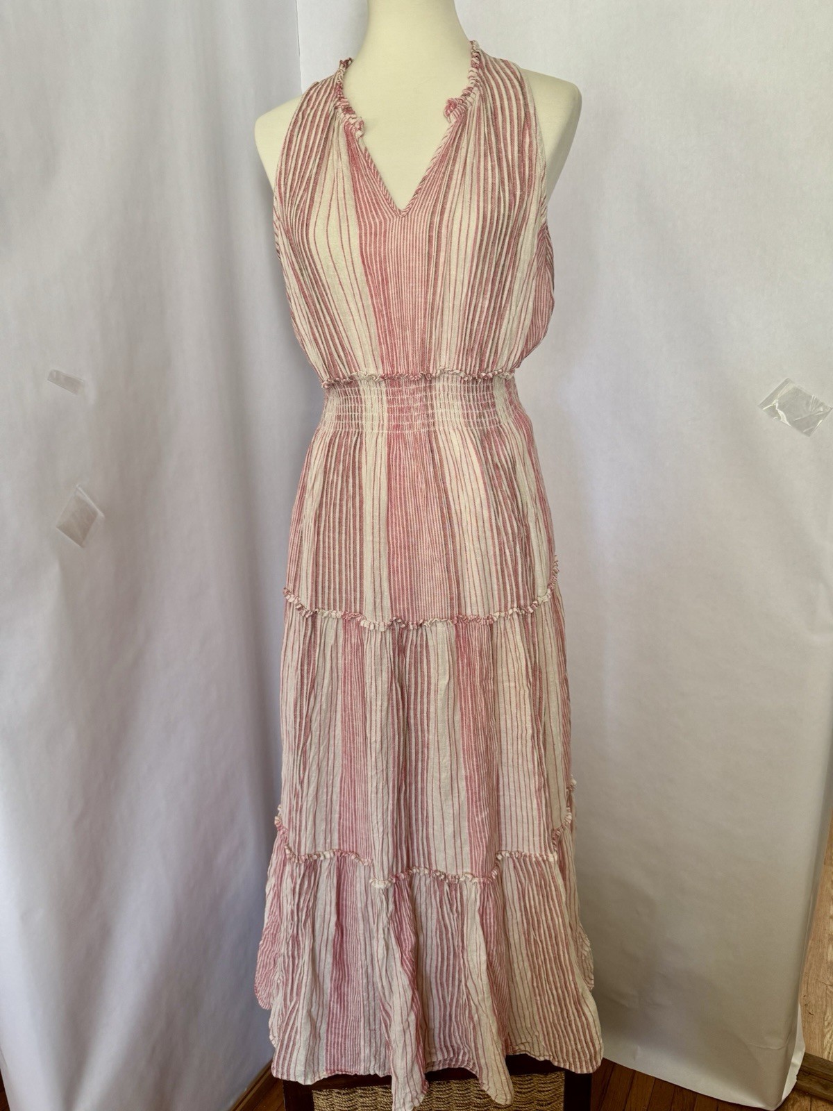 Rails Loulou Maxi Dress In Salerno Stripe Linen + Sustainable Viscose Sz Medium
