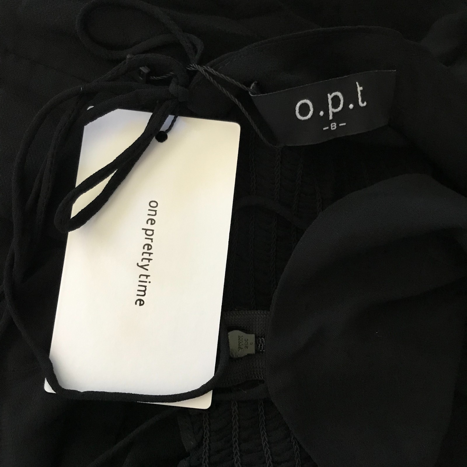 OPT One Pretty Time size 8 Black Spaghetti Strap Shirred Bustier Midi Dress NWT