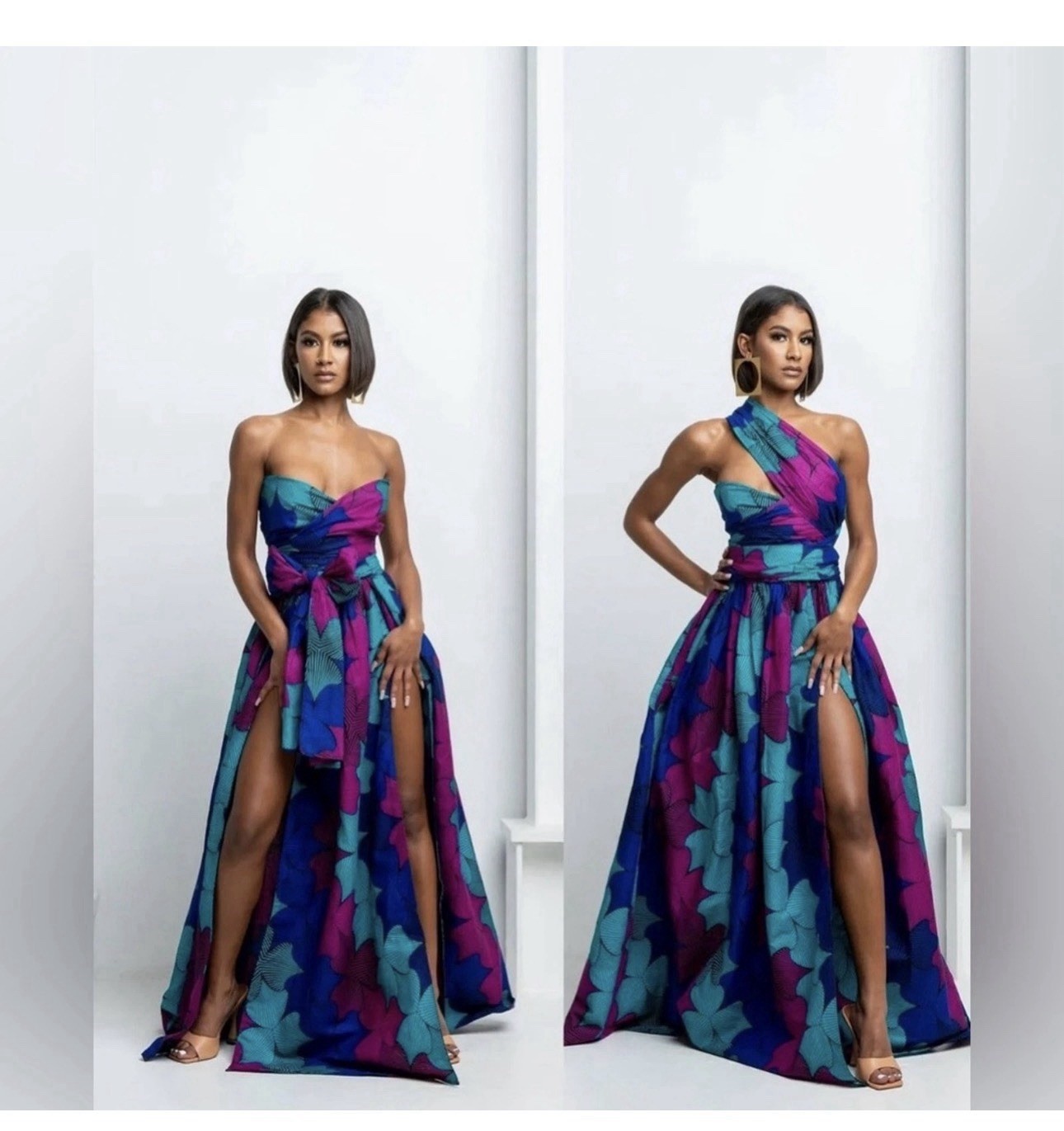 Ofuure African Print Maxi Infinity Dress Size XL-3XL Tall