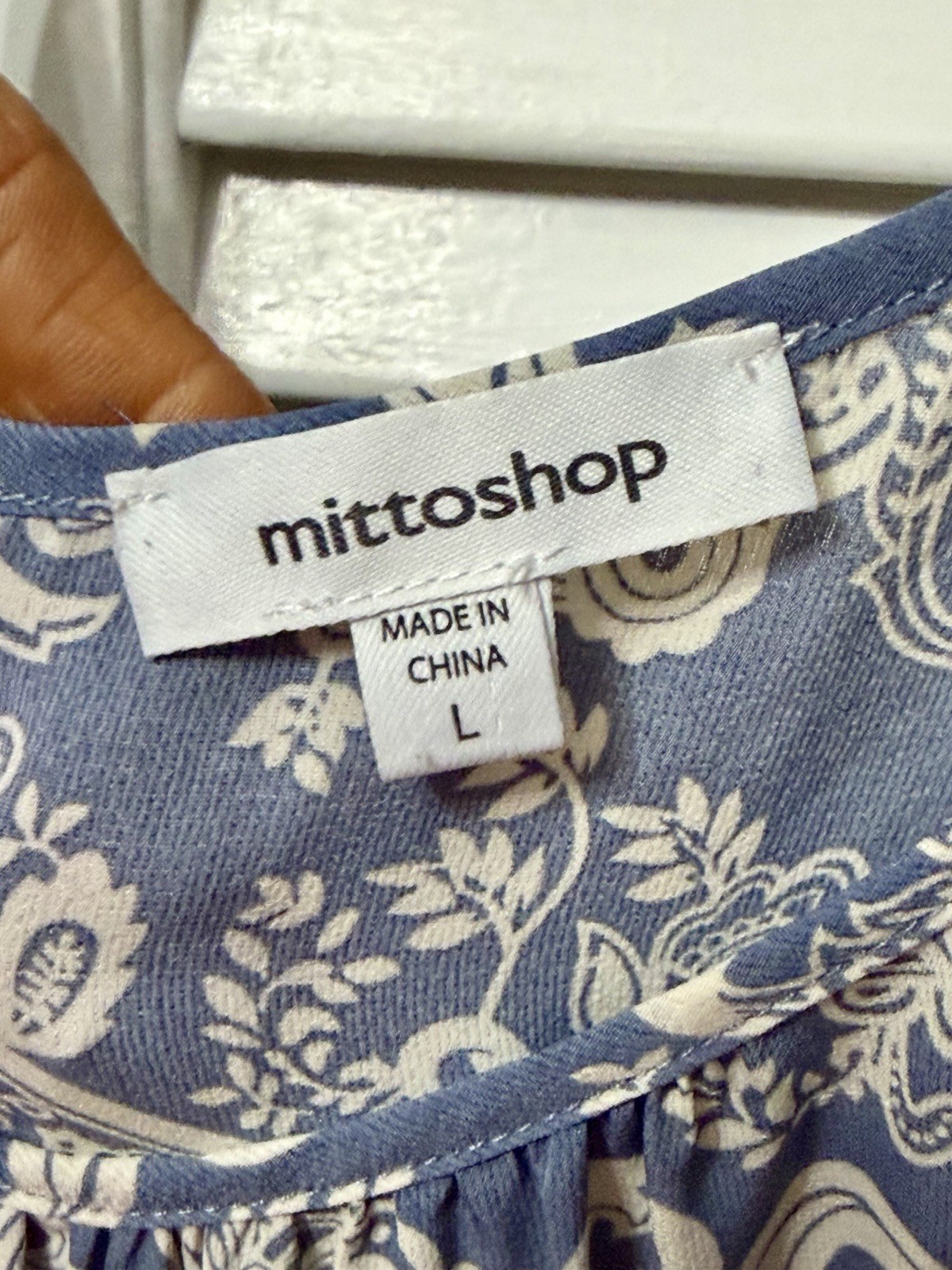 mittoshop Blue/White Paisley V-Neck Strappy Maxi Dress Pockets L