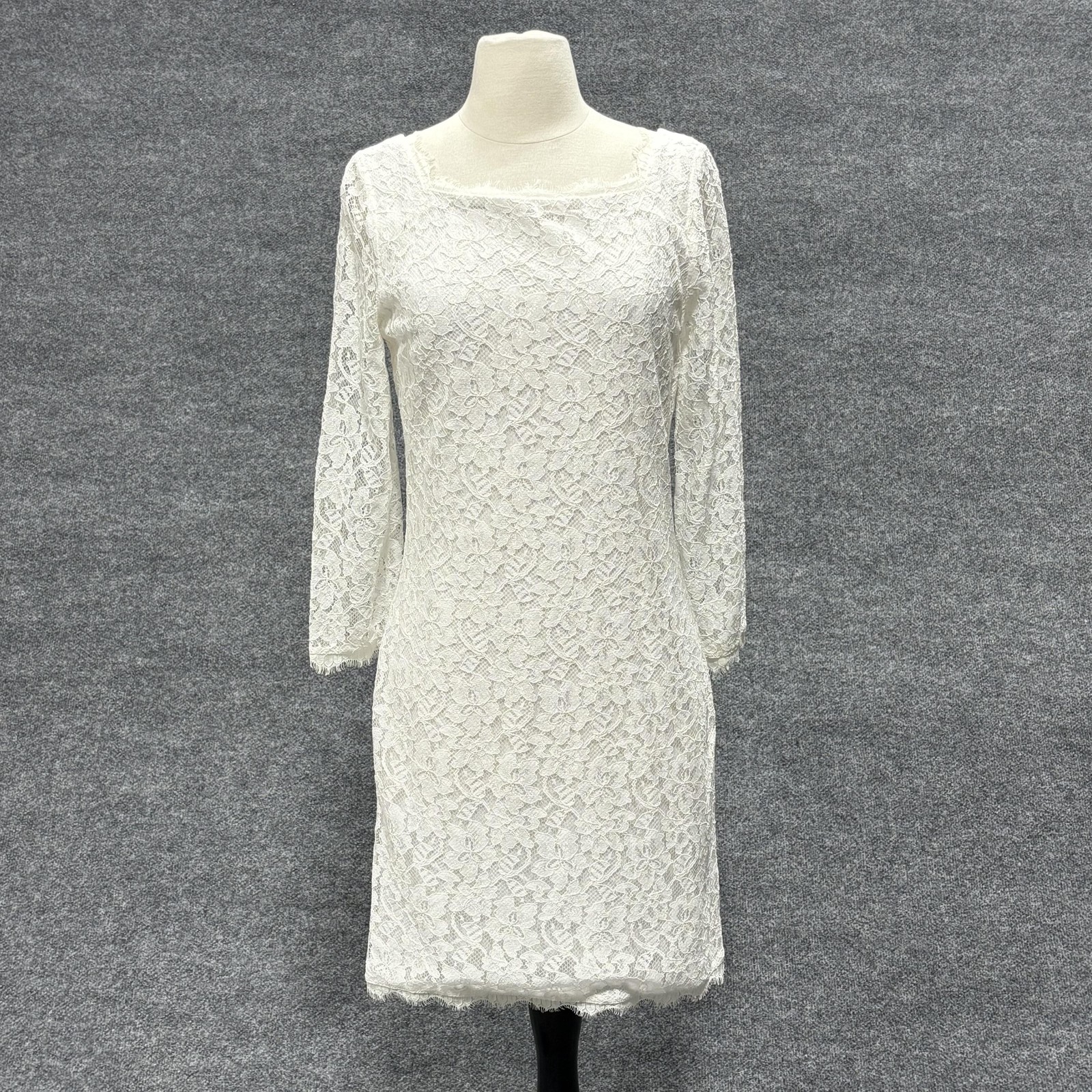 Diane von Furstenberg Dress Womens 10 Zarita Lace Sheath Long Sleeve Elegant
