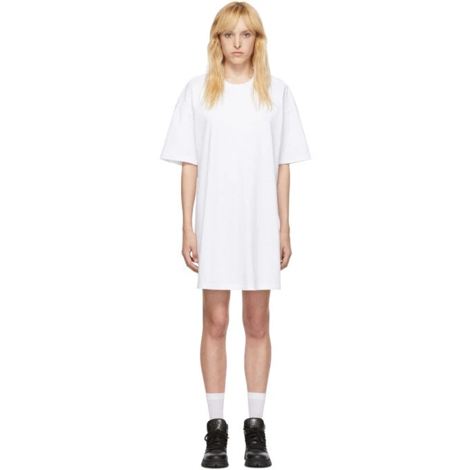 Opening Ceremony Short Sleeve Cotton Tshirt Dress M White Elastic Back