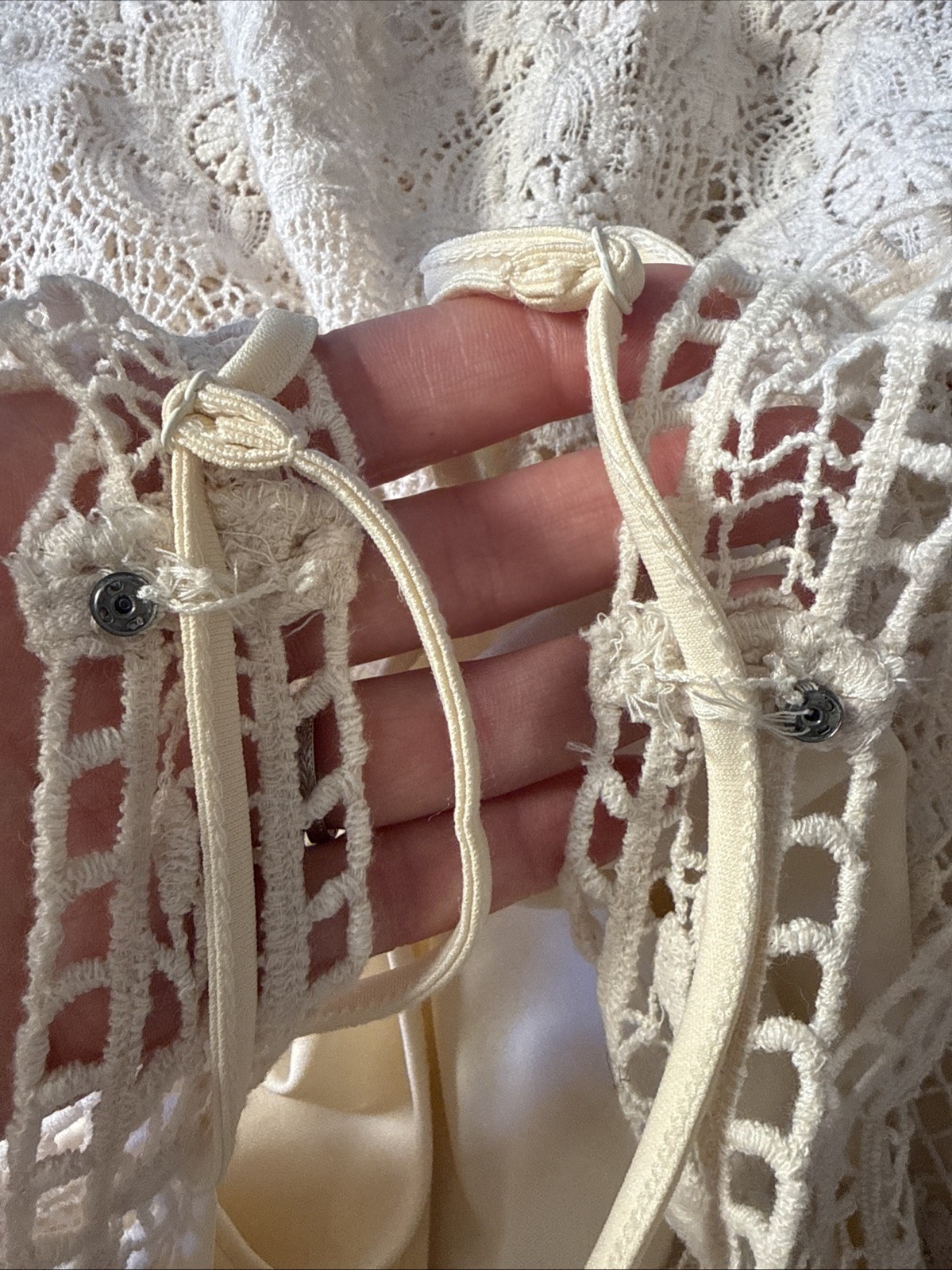 American Eagle Ivory Fine Crochet Slip Dress M Beach Travel Boho Romantic