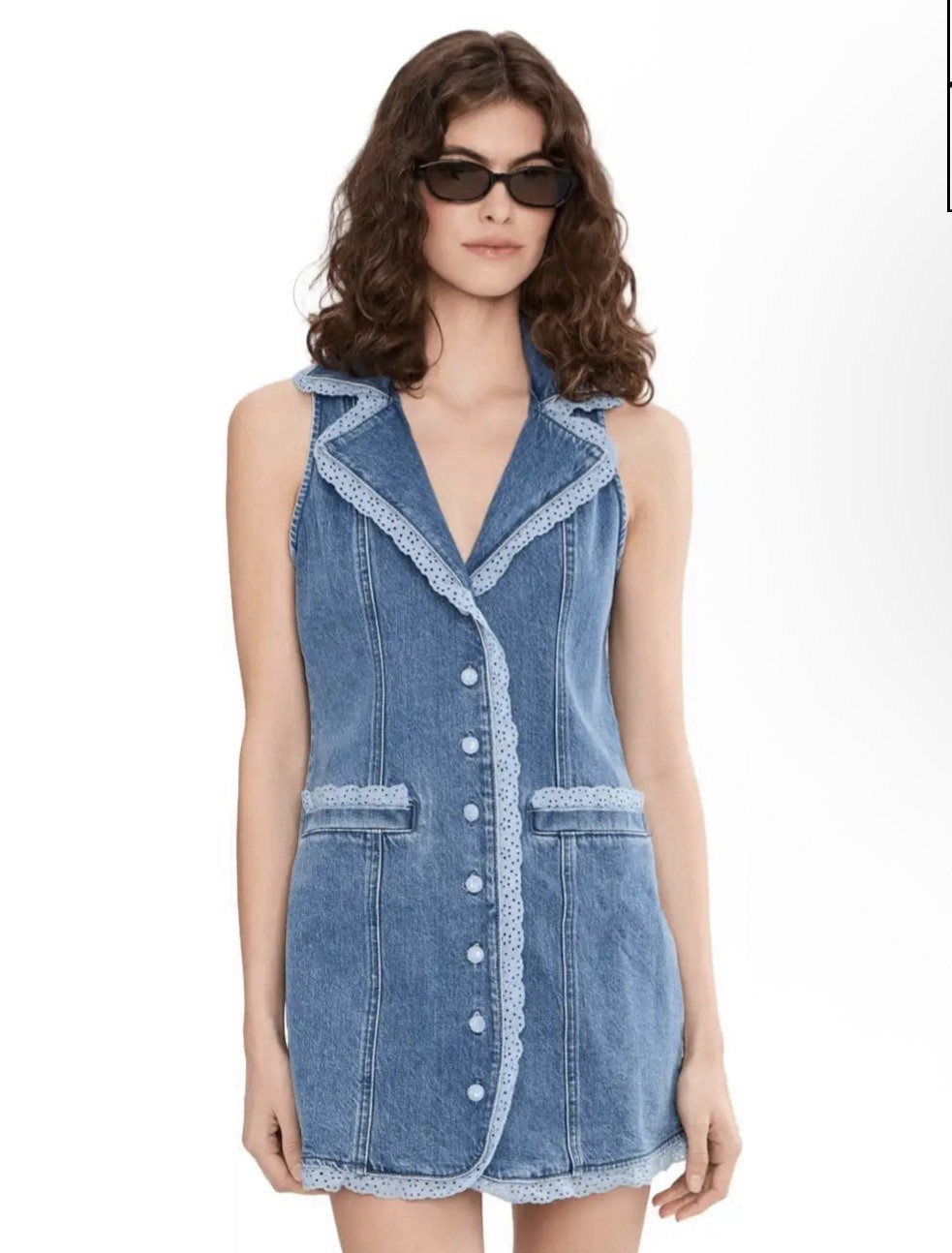 Show Me Your Mumu Blue Denim Collared Button Front Pocket Mini Shirt Dress XL