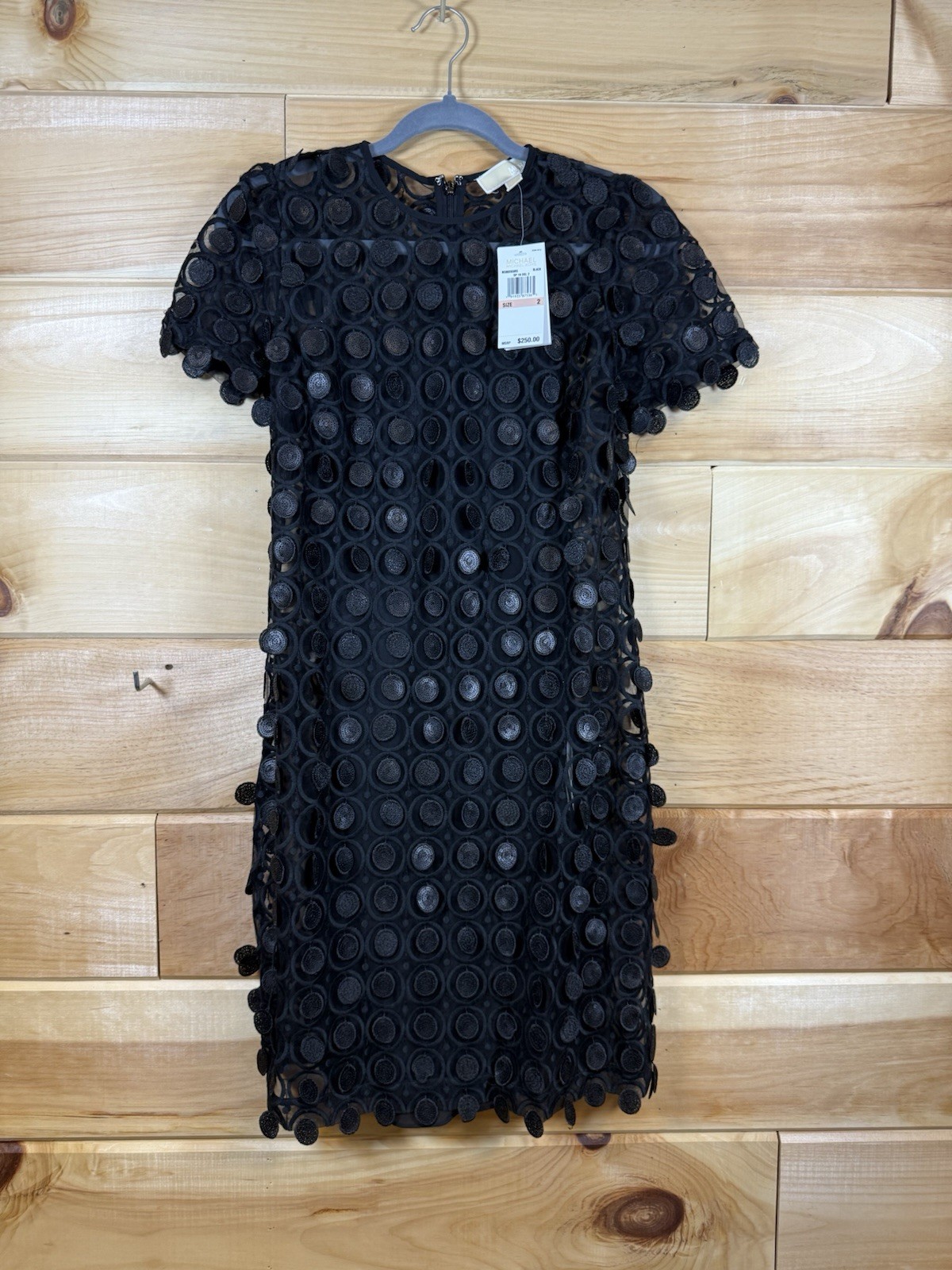 Michael Kors Women’s Textured Circle Mesh Dress Size 2 dot appliqué design NWT!