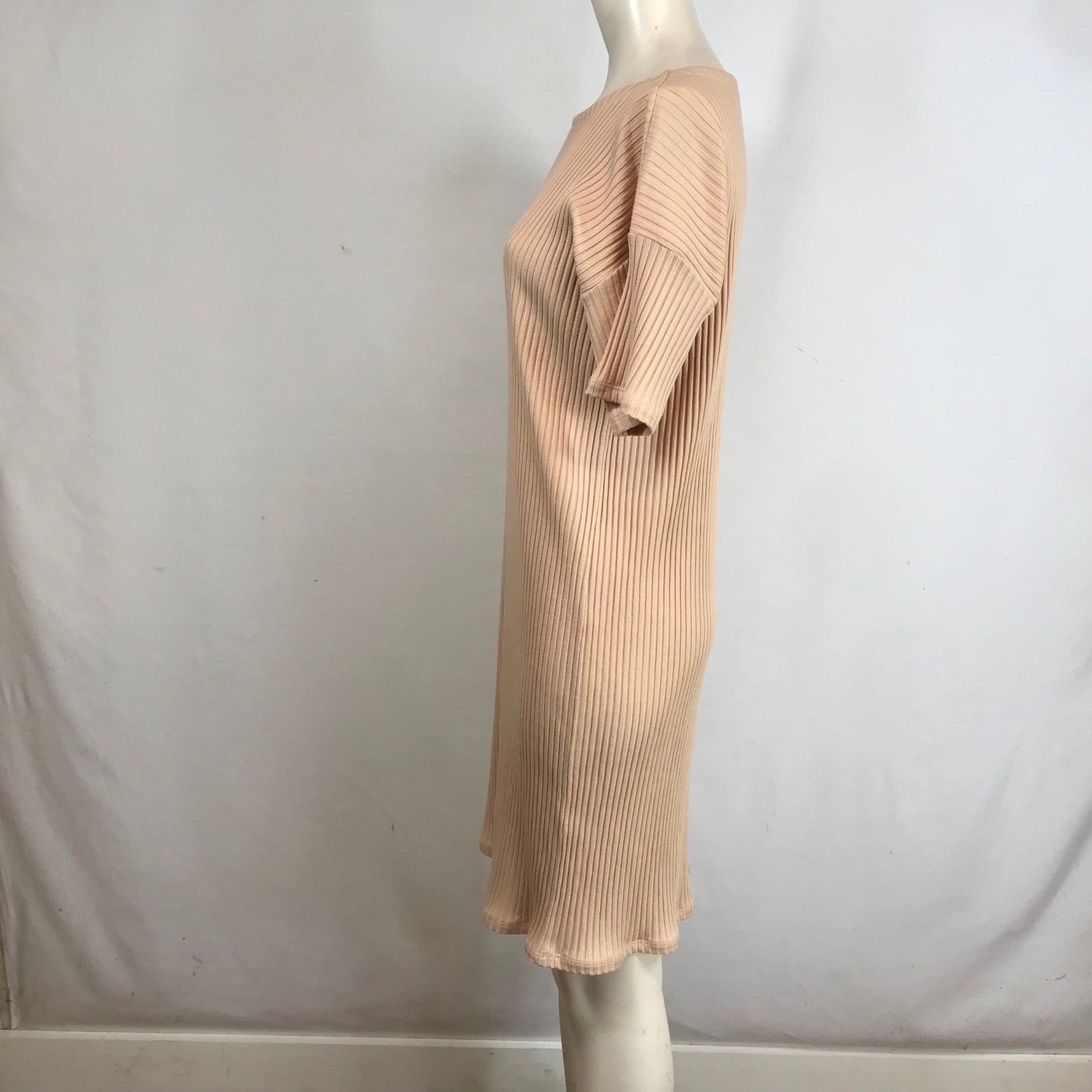 EILEEN FISHER Ribbed Knit Tencel Lyocell Spandex Midi Dress Peach Size S
