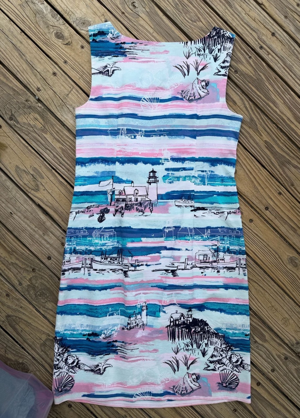 Talbots Nautical Print Sleeveless Sheath Dress Size 4