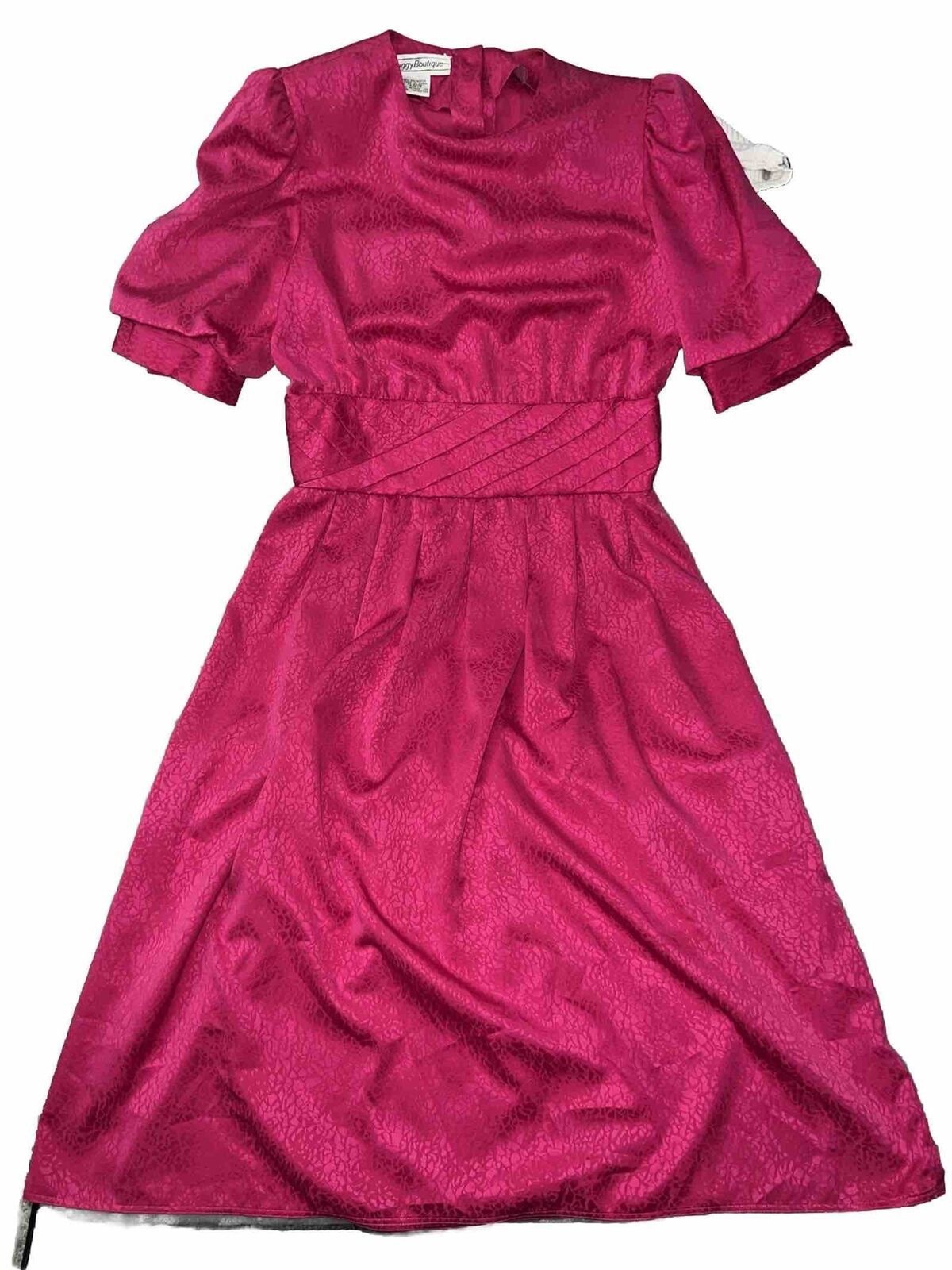 Vintage 80s 90s Maggy Boutique Womens 14 Hi-lo Maxi Dress Pink Zip & Button Back