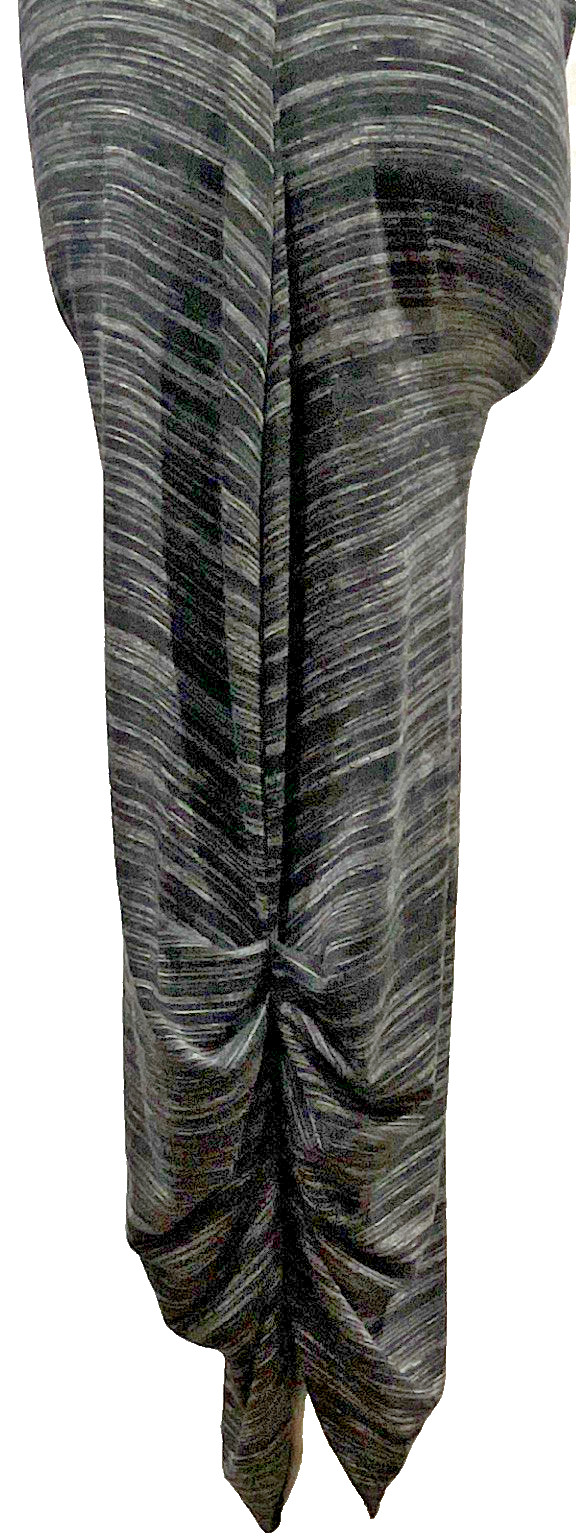 Athleta Downtown Dress M Black Gray Striped Ruched Asymmetrical Midi T-Shirt