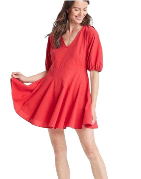 Universal Thread Women’s Bell Elbow Sleeve Mini A-Line Dress Red Small