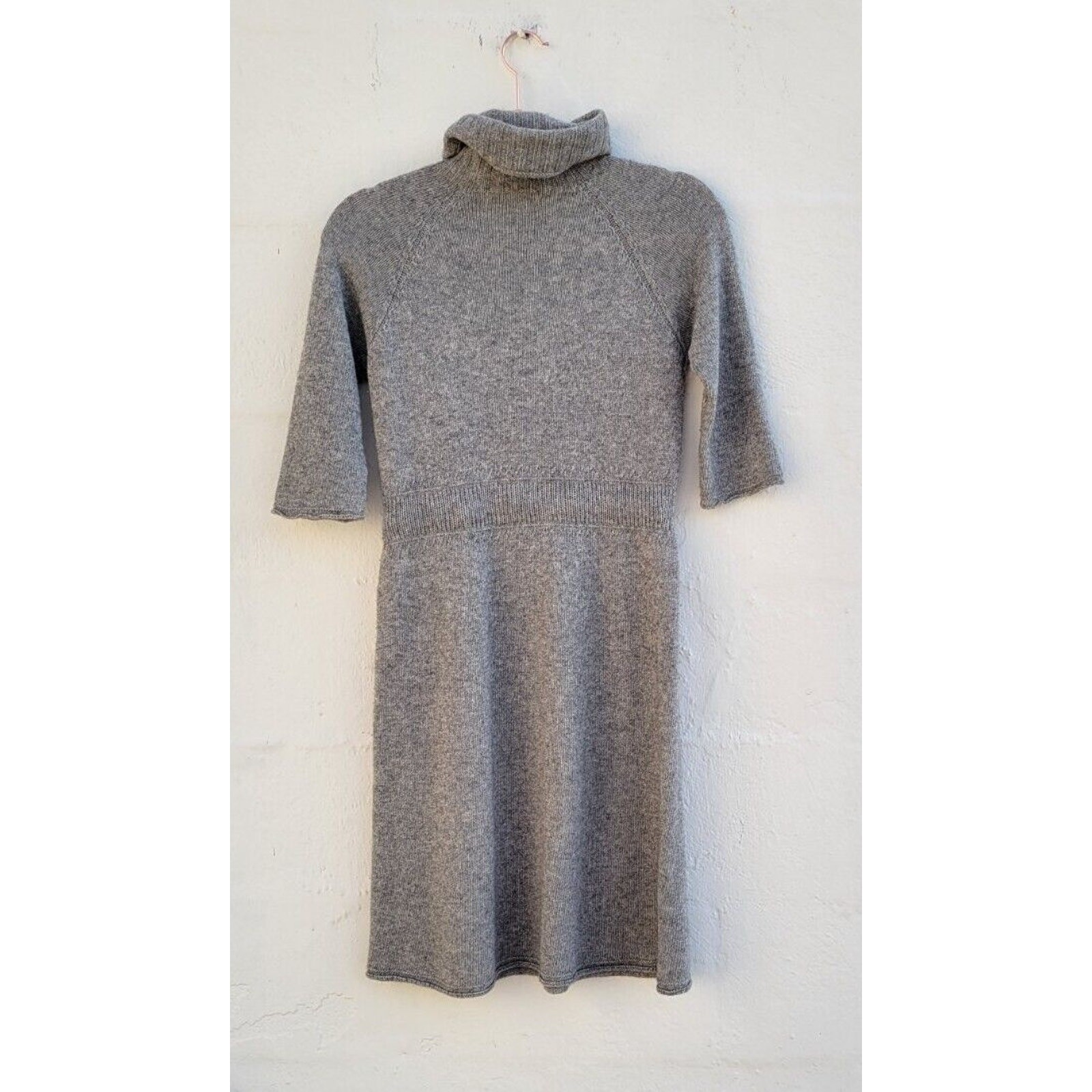 Zara Sweater Dress Womens Medium Gray Wool Cashmere Turtleneck Minimal Soft Girl