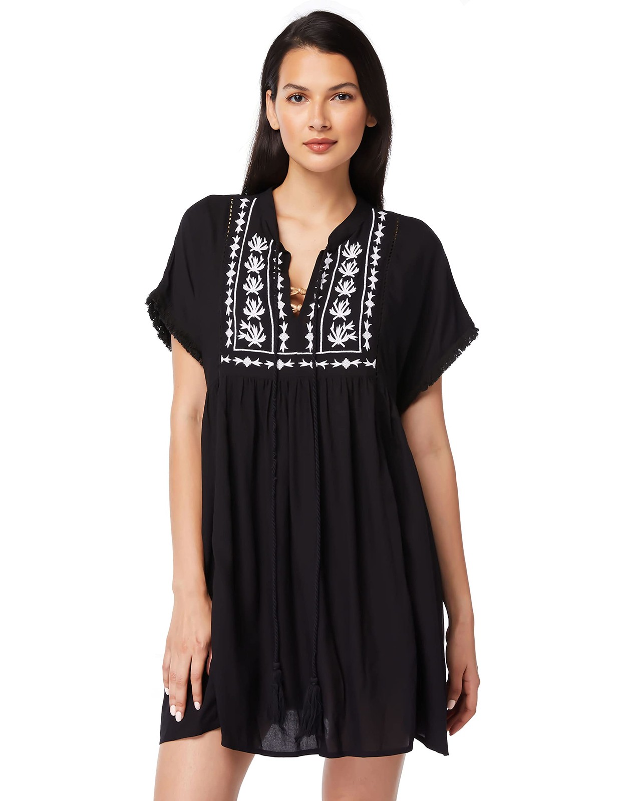 Bleu Rod Beattie Rayon Short Dress India Bazaar Black S