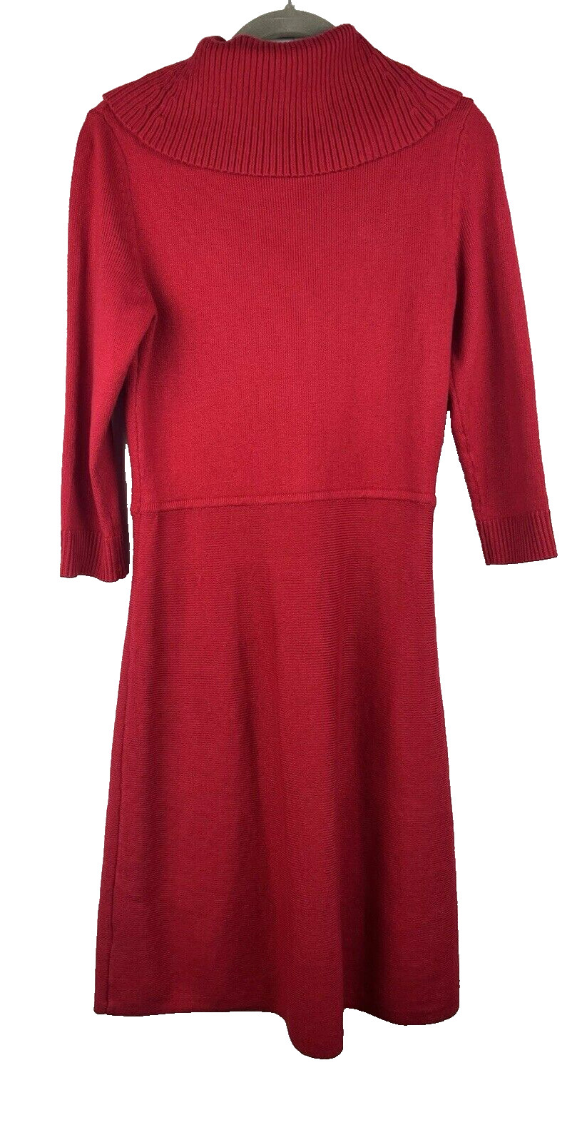 Talbots Turtleneck Mini Dress Small Petite Solid Red Long Sleeve Sweaterdress