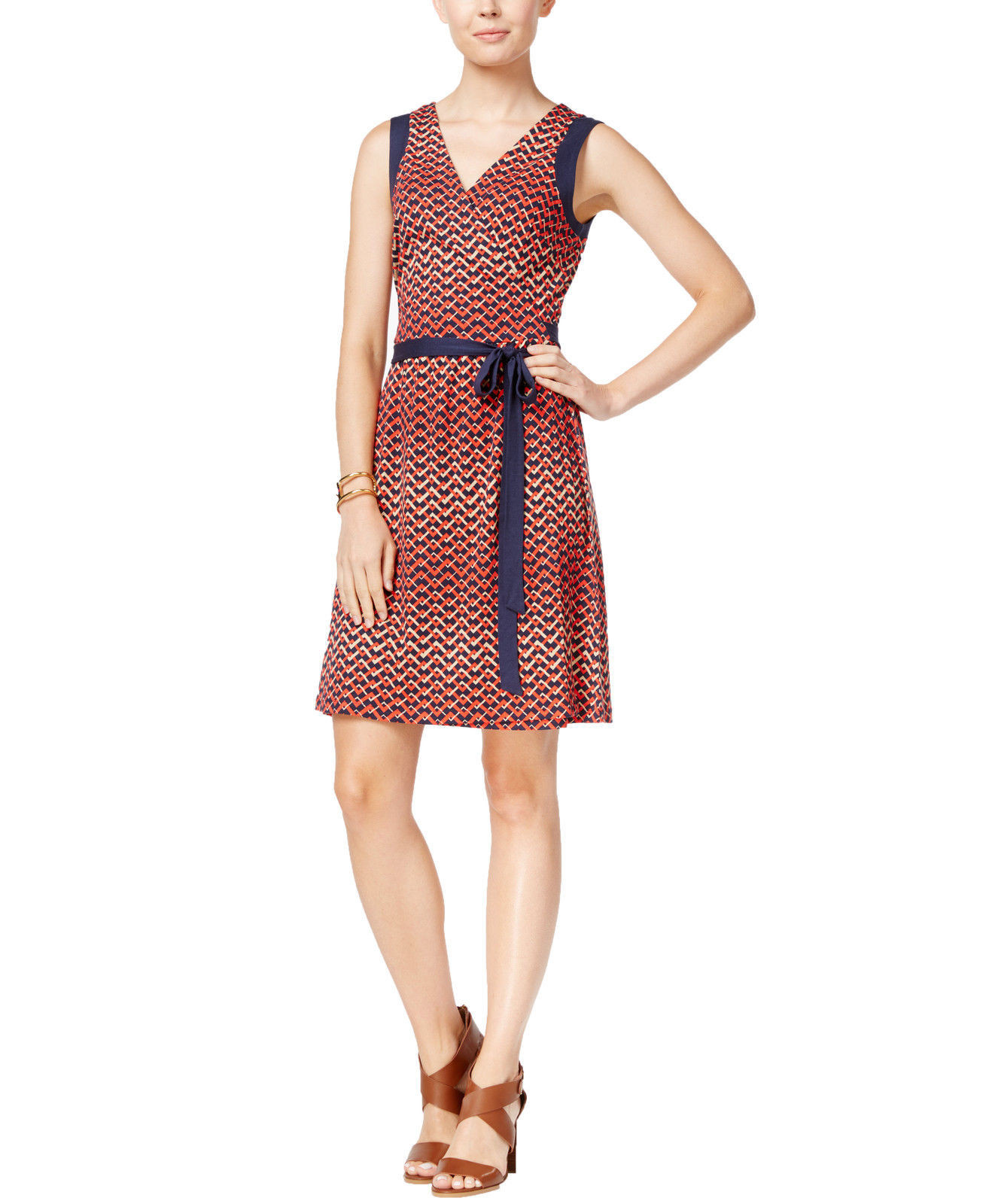 NWT-TOMMY HILFIGER ~Size SMALL~ Geometric Sleeveless Women’s Wrap Dress MSRP $89