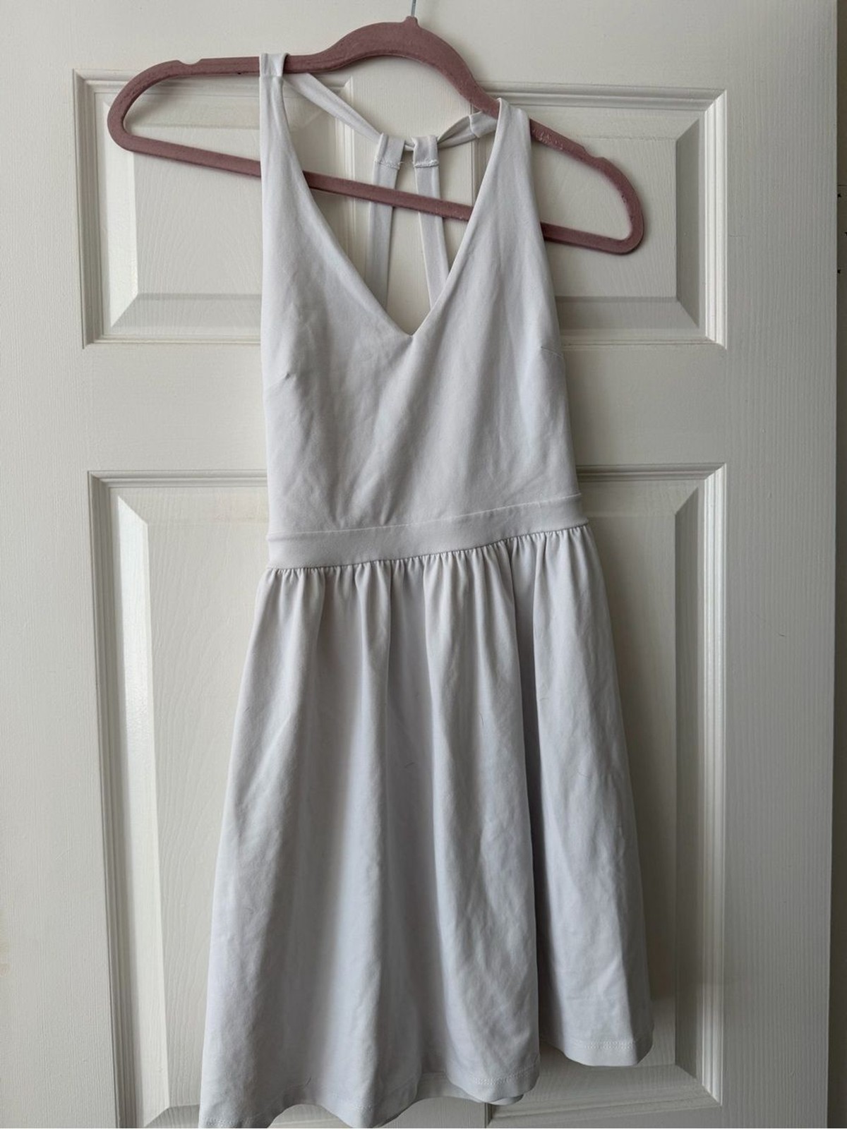 Susana Monaco White Halter Fit & Flare Mini Dress Open Back Stretch Size Small
