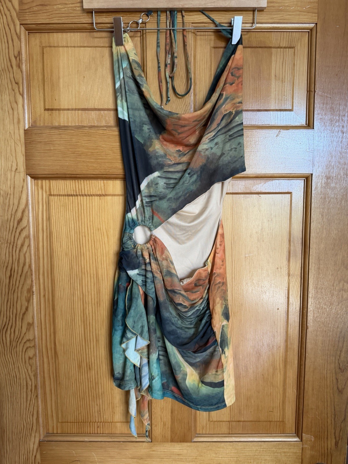 Fashion Nova Abstract Print Halter Cutout Mini Dress – Size S
