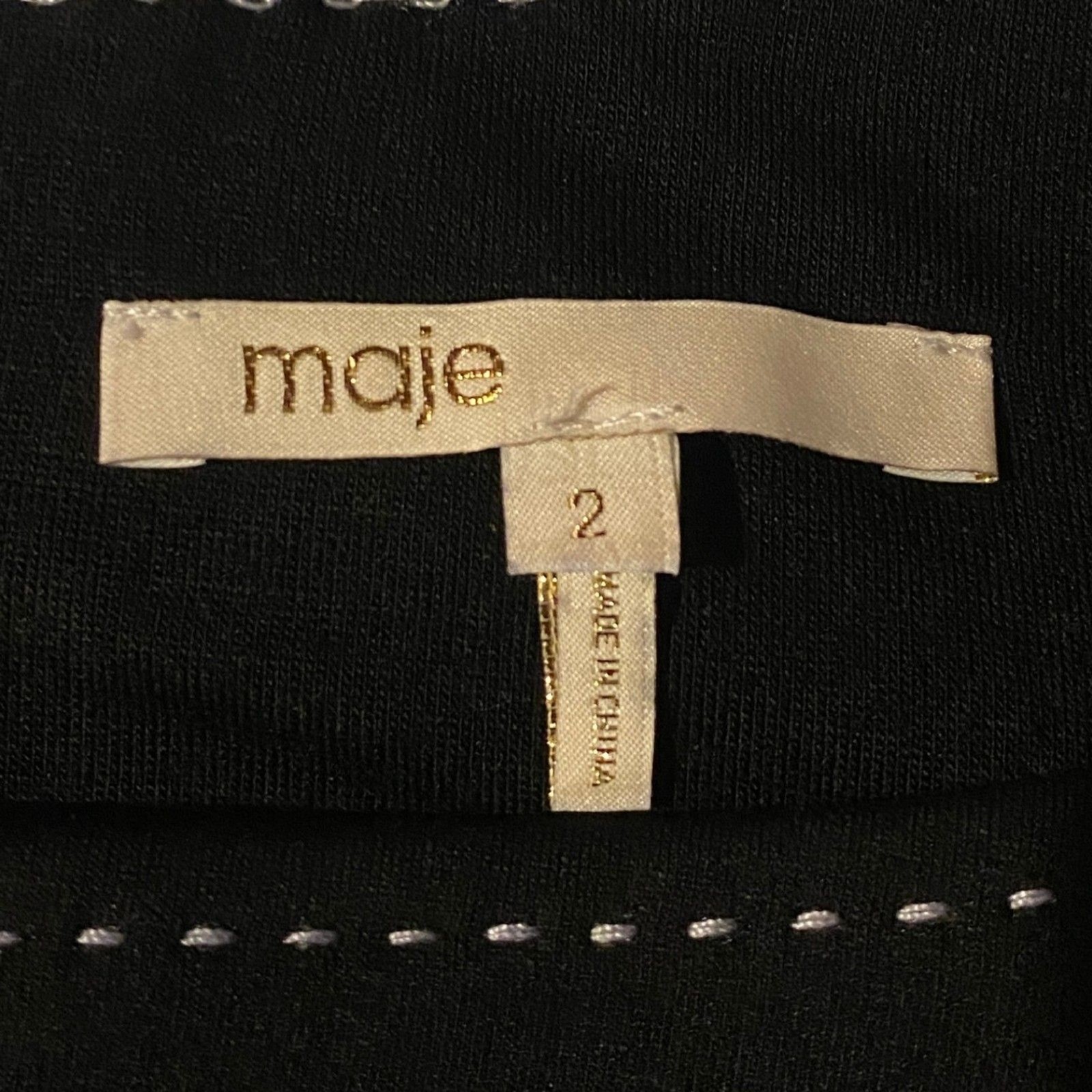 Maje Rokaya Contrast Stitch Scuba Neoprene Sleeveless LBD Mini Dress Medium EUC