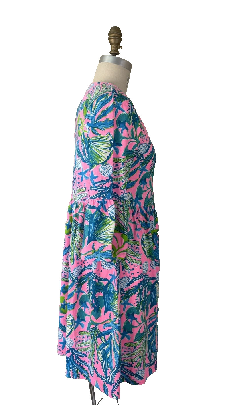 NWT Lilly Pulitzer Jannie V-neck 3/4 Sleeve Mandevilla Baby Hip Nautic Dress XL