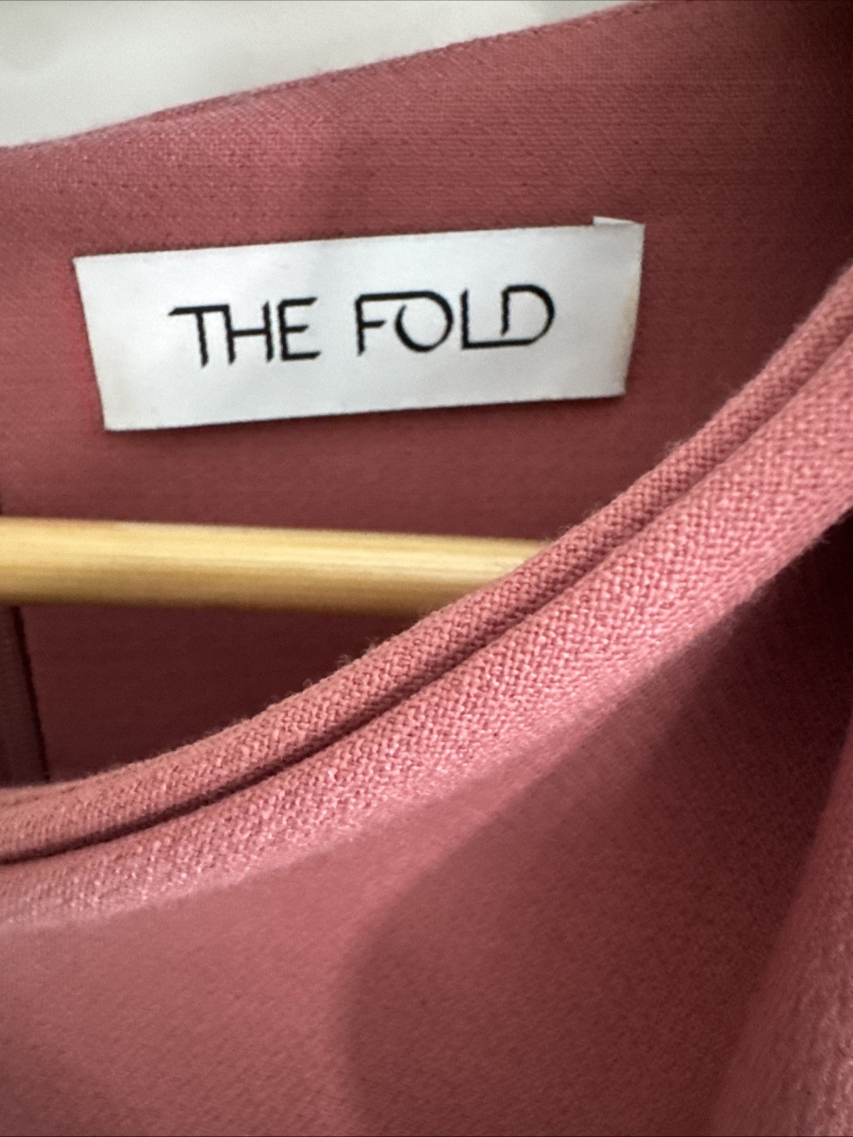 The Fold Melrose Dress Pink Wool Sheath UK 14 US 10 Asymmetric Neck Work Office