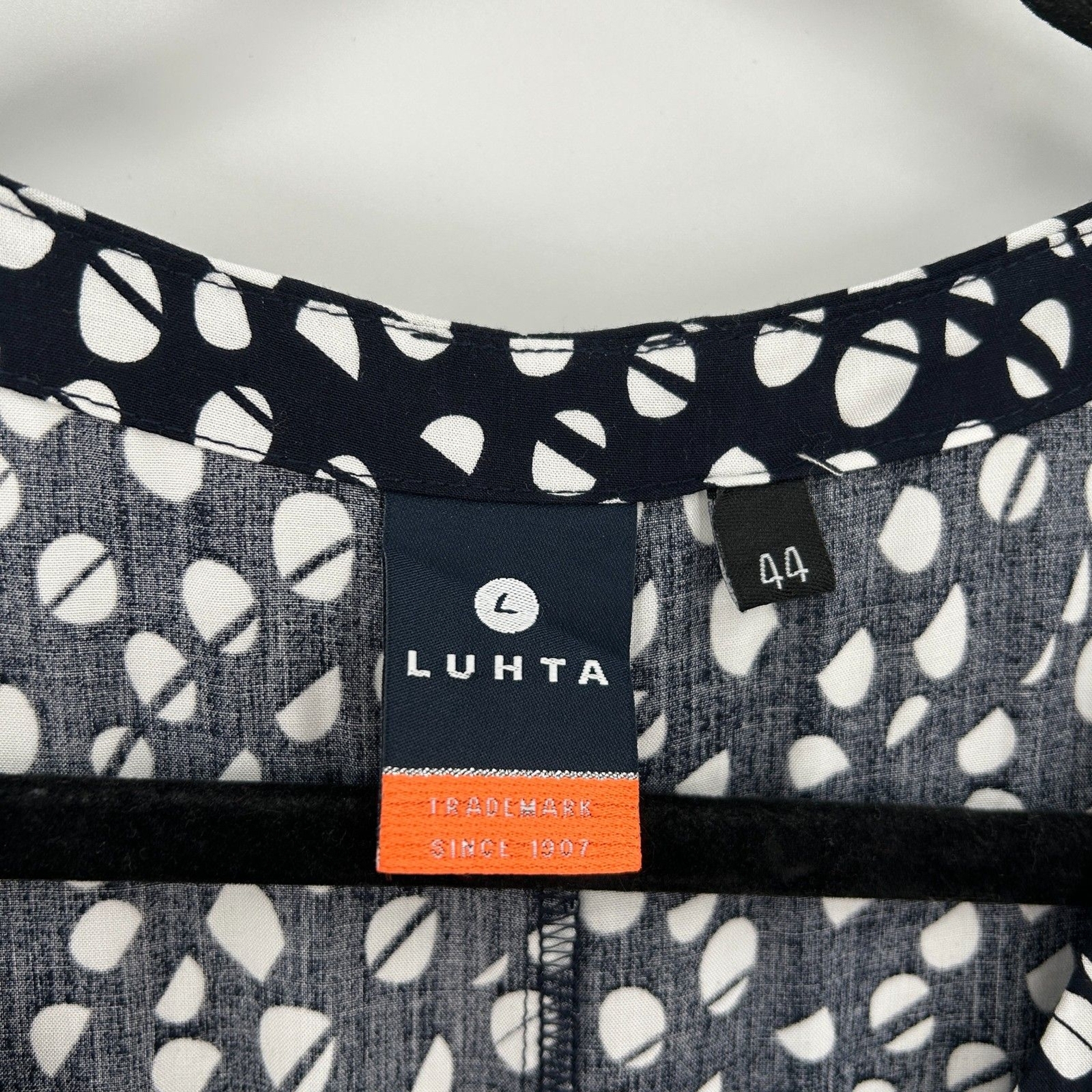 LUHTA Black White Polka Dot Lightweight Button Up Waist Tie Midi Dress Size XXL