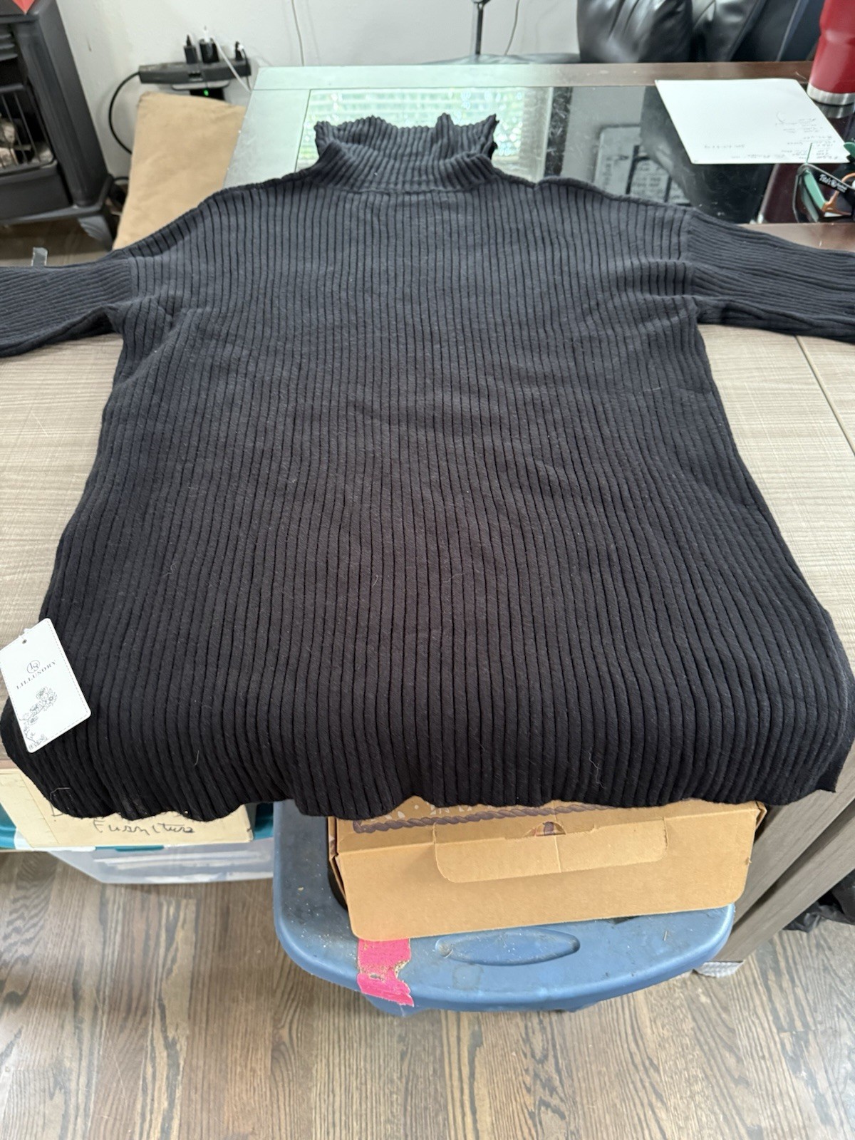 Lillusory Black Mock Turtleneck Sweater Dress Woman Size 2XL Above Knee NWT!