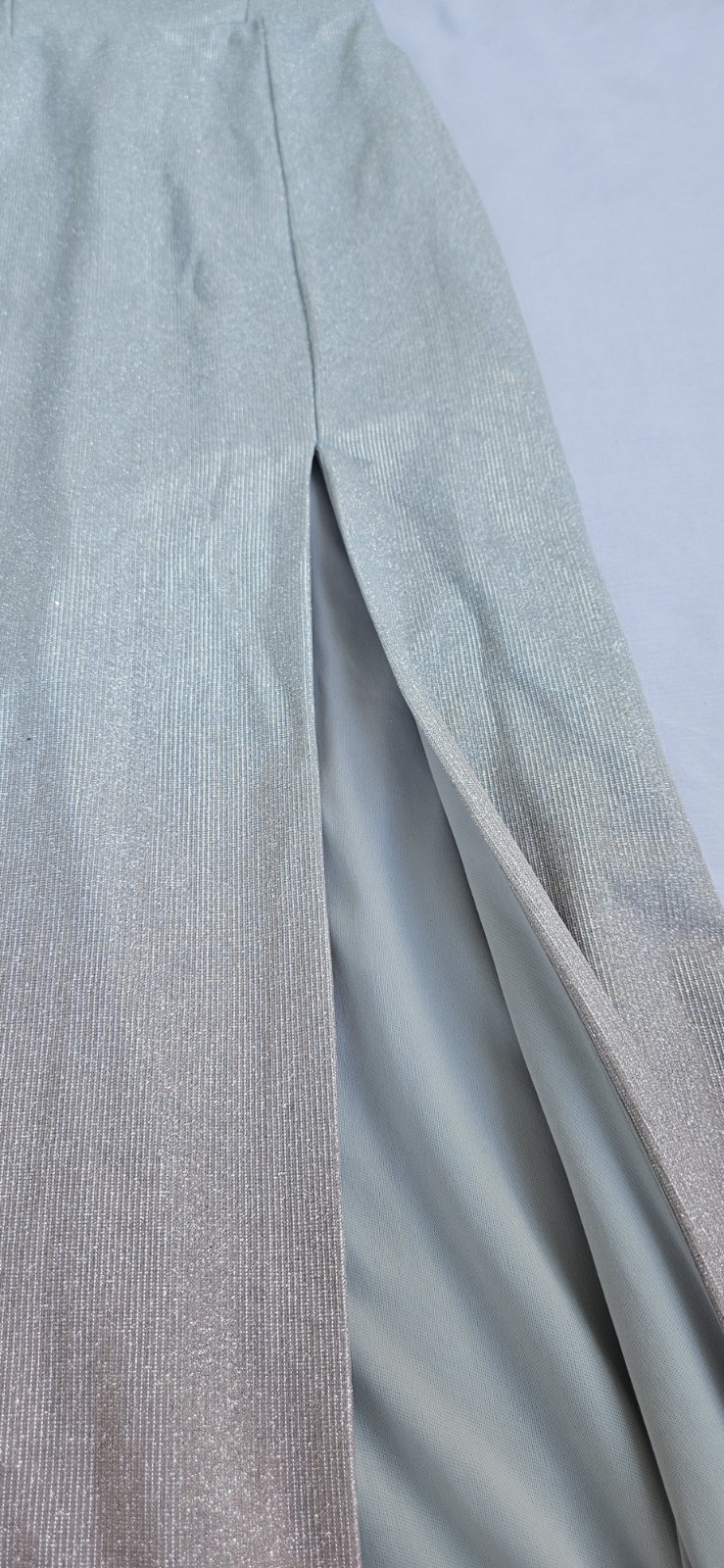 Jump Apparel Strapless Glitter Ombre Maxi Dress Silver Pink XS Juniors Slit