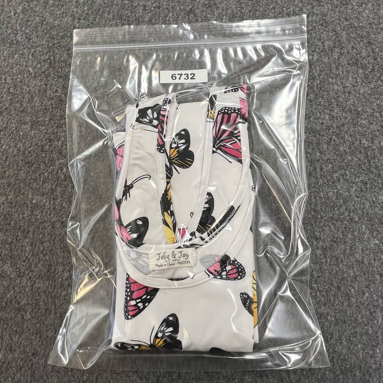 Jolie & Joy Dress Womens Medium Bodycon White Pink Yellow Butterfly
