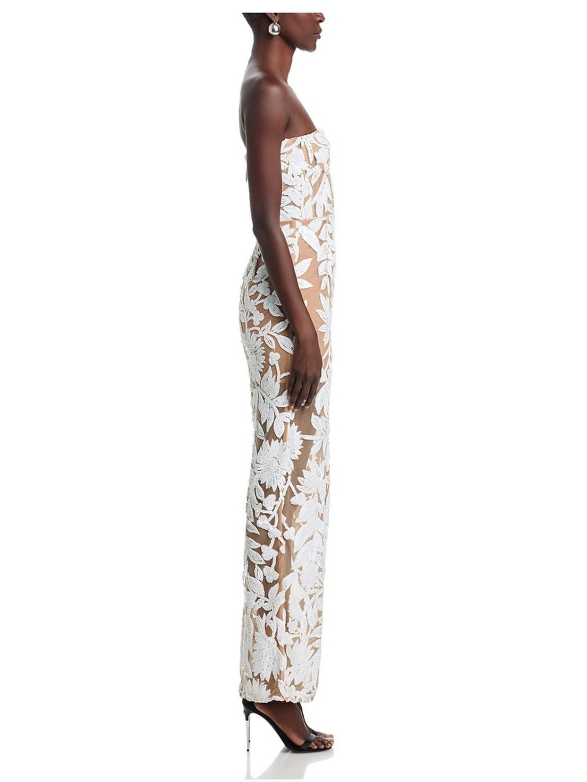 NWT Bronx and Banco Dahlia Strapless Floral Embroidered Sequin Maxi Dress