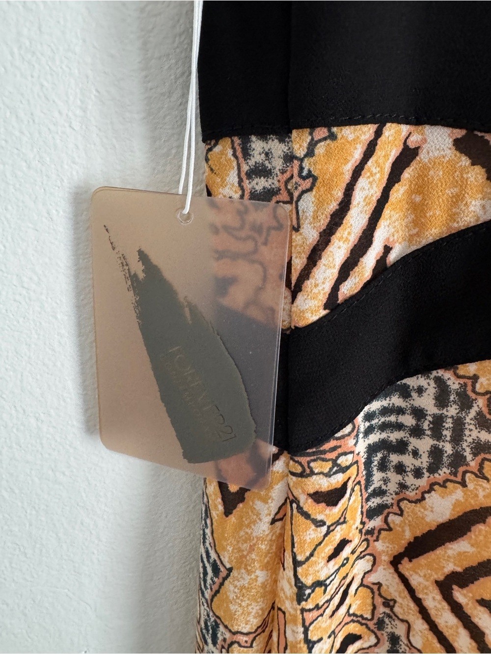 Forever 21 Orange/Peach Long Length Dress with Black Trim XS