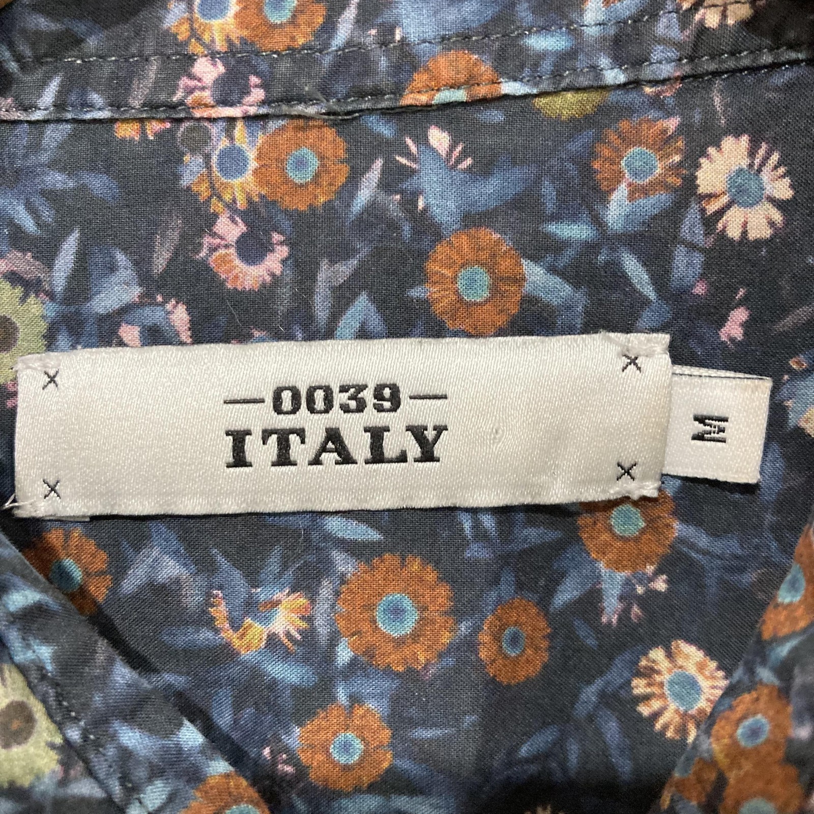 0039 Italy Dress Womens M Multicolour Floral Shirt Knee Long Sleeve Cotton