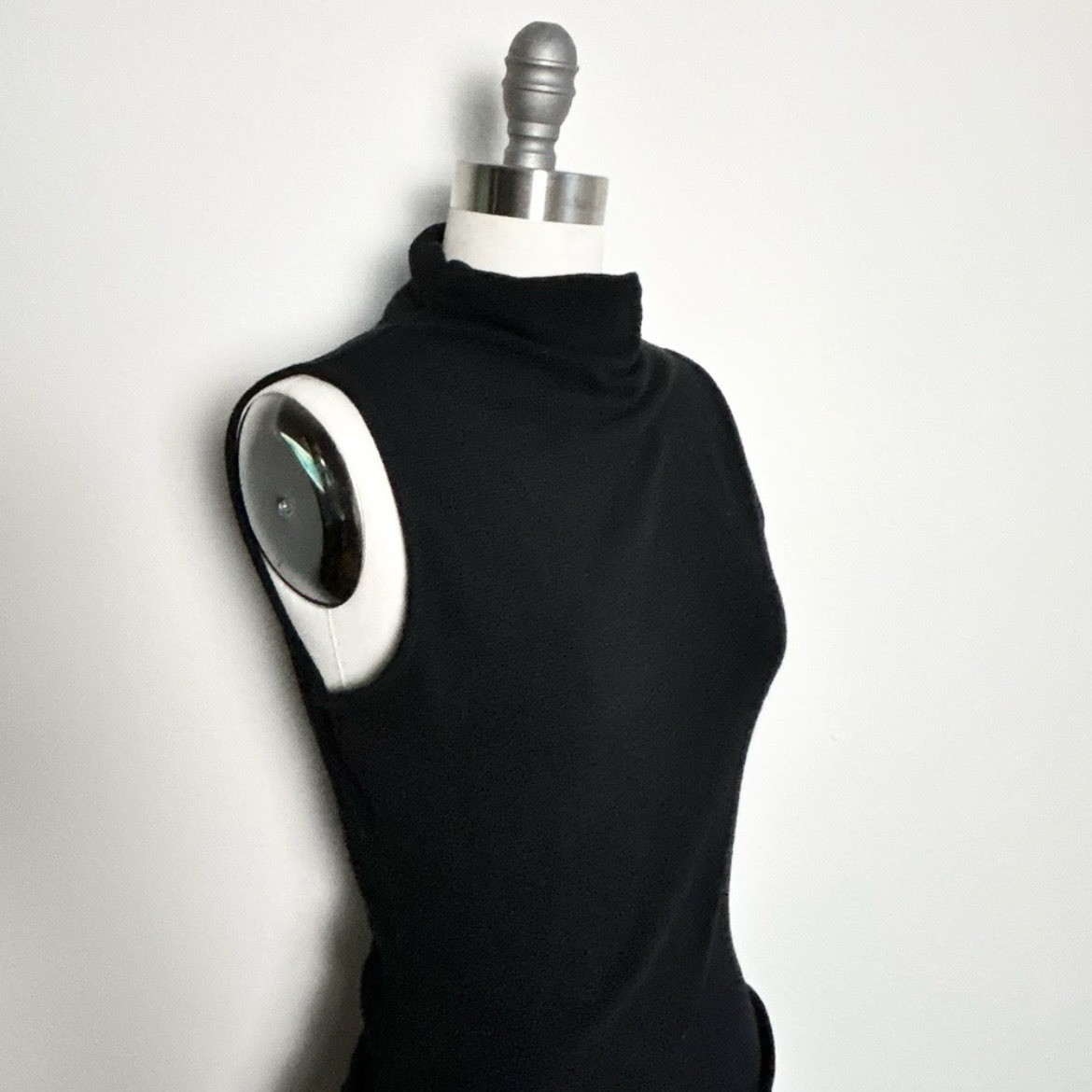 Michael Stars Black Sleeveless Mock Neck Ruched Knit Sheath Dress Size S