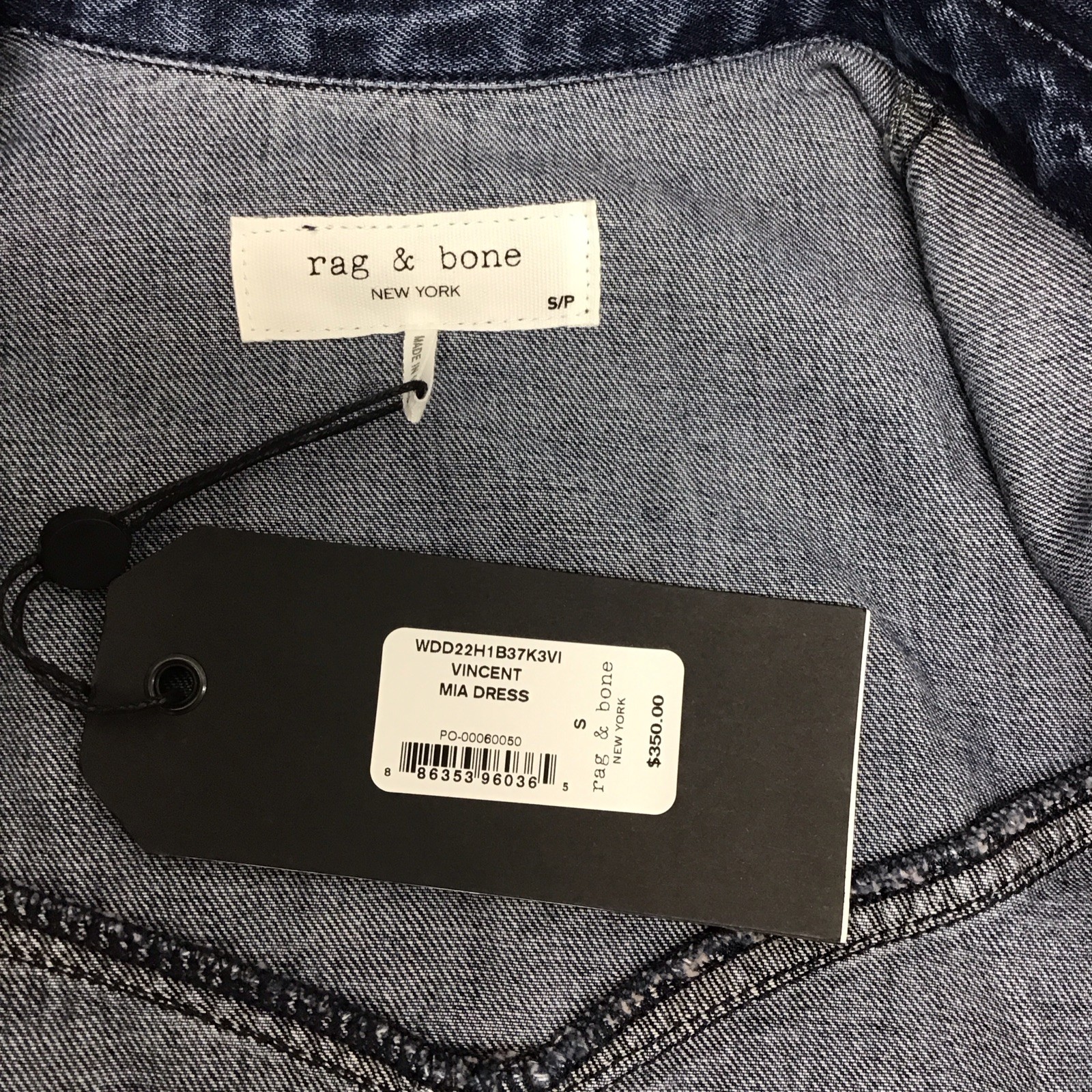 NWT Rag & Bone Mia Belted Midi Jeans Dress in Medium/Dark Wash Blue Size S/P