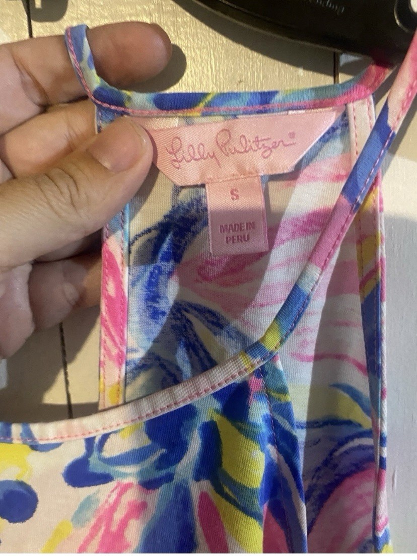 Lilly Pulitzer Multicolor Floral Shift Halter Sleeveless Tie Tassel Dress S
