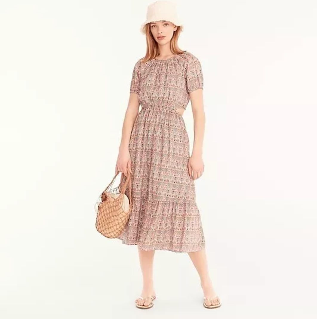 $248 NWT J. CREW Liberty of London Giorgia Duke Print Midi Dress 2 Mosaic Floral